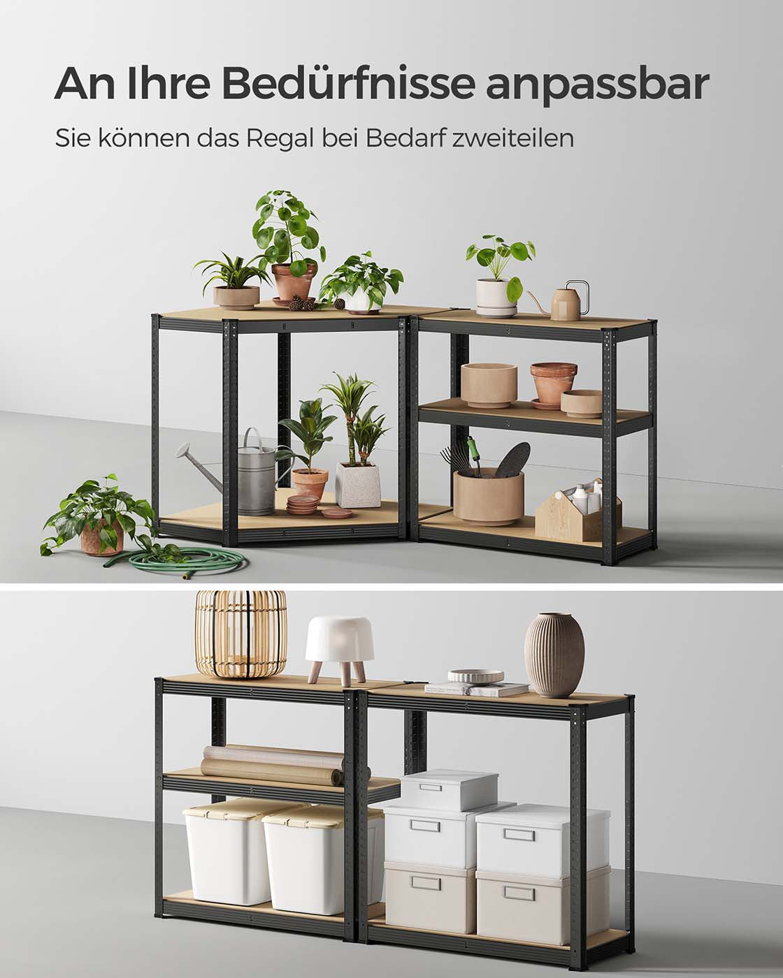 Eckregal mit hoher Tragkraft – Modulares Regalsystem – Verstellbare Regalböden – Für Garage, Keller und Lagerraum