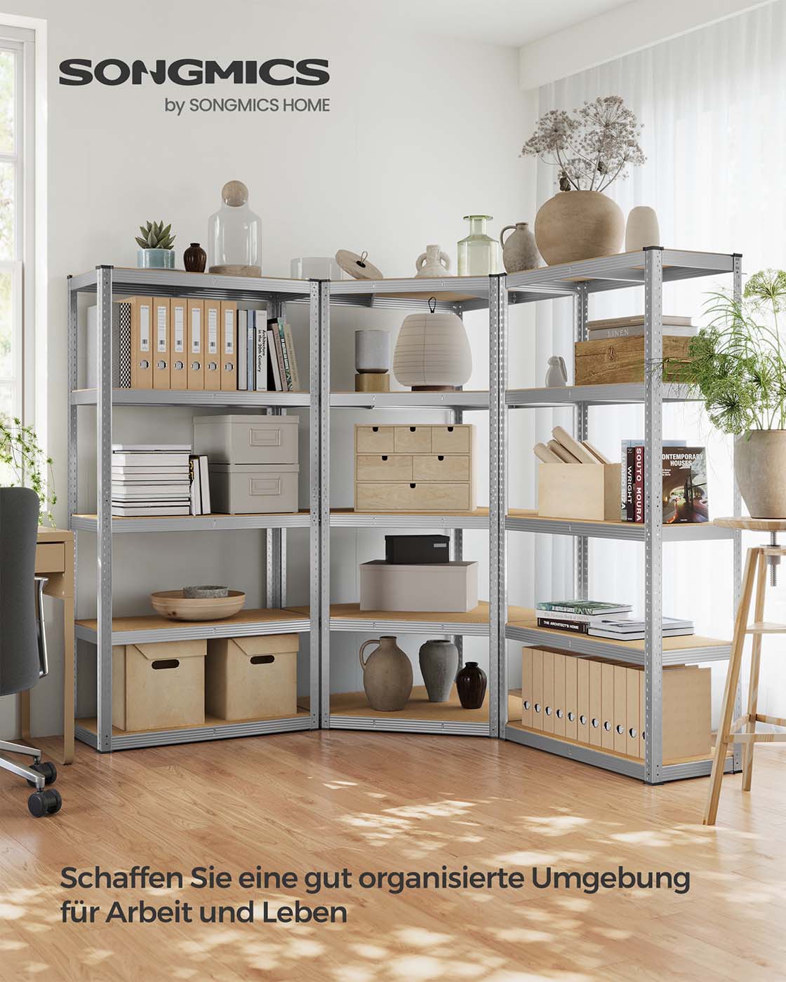 Eckregal mit hoher Tragkraft – Modulares Regalsystem – Verstellbare Regalböden – Für Garage, Keller und Lagerraum