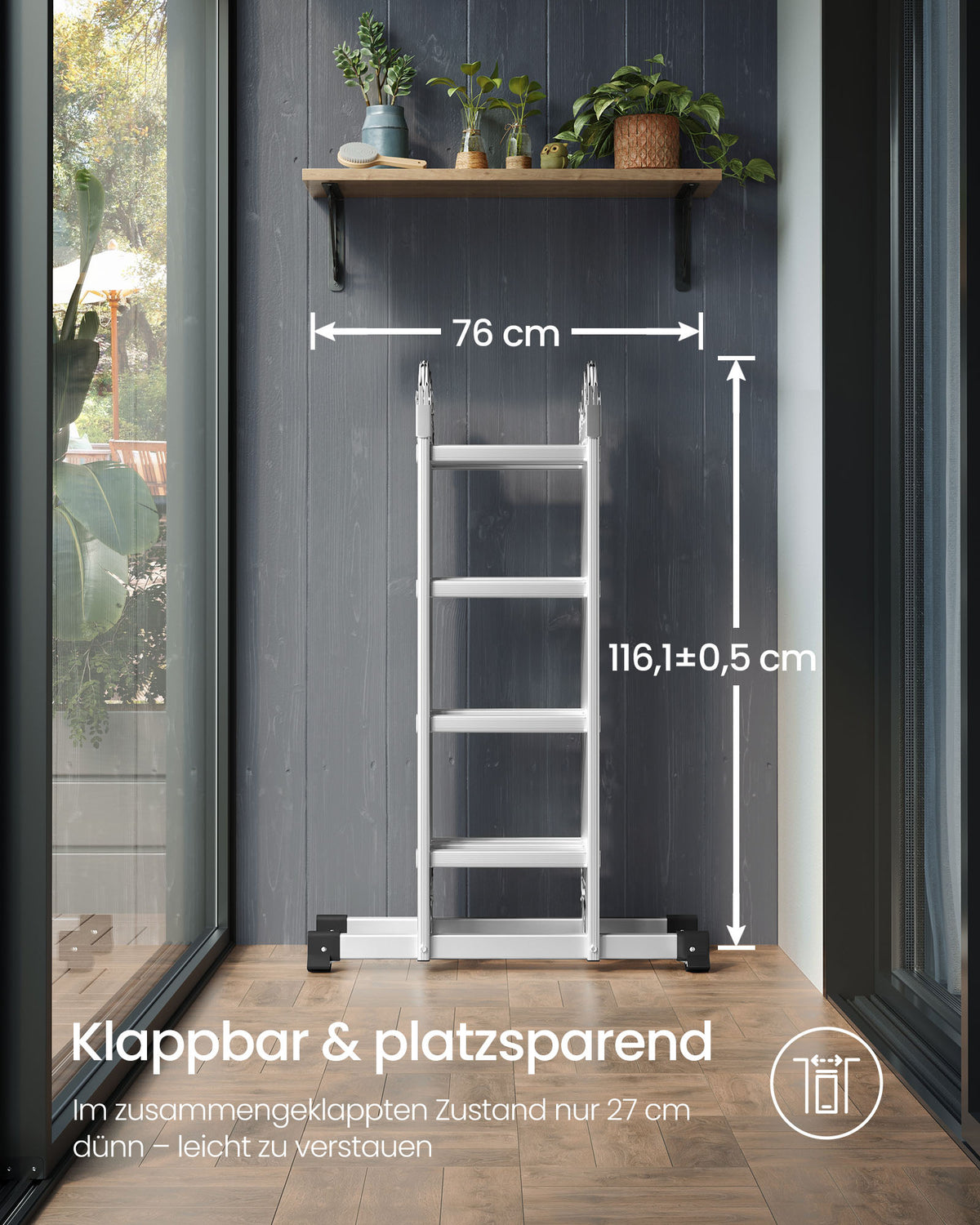 Aluminium Klappleiter - Multifunktionsleiter - 6-in-1 Trittleiter - 150 kg Tragkraft