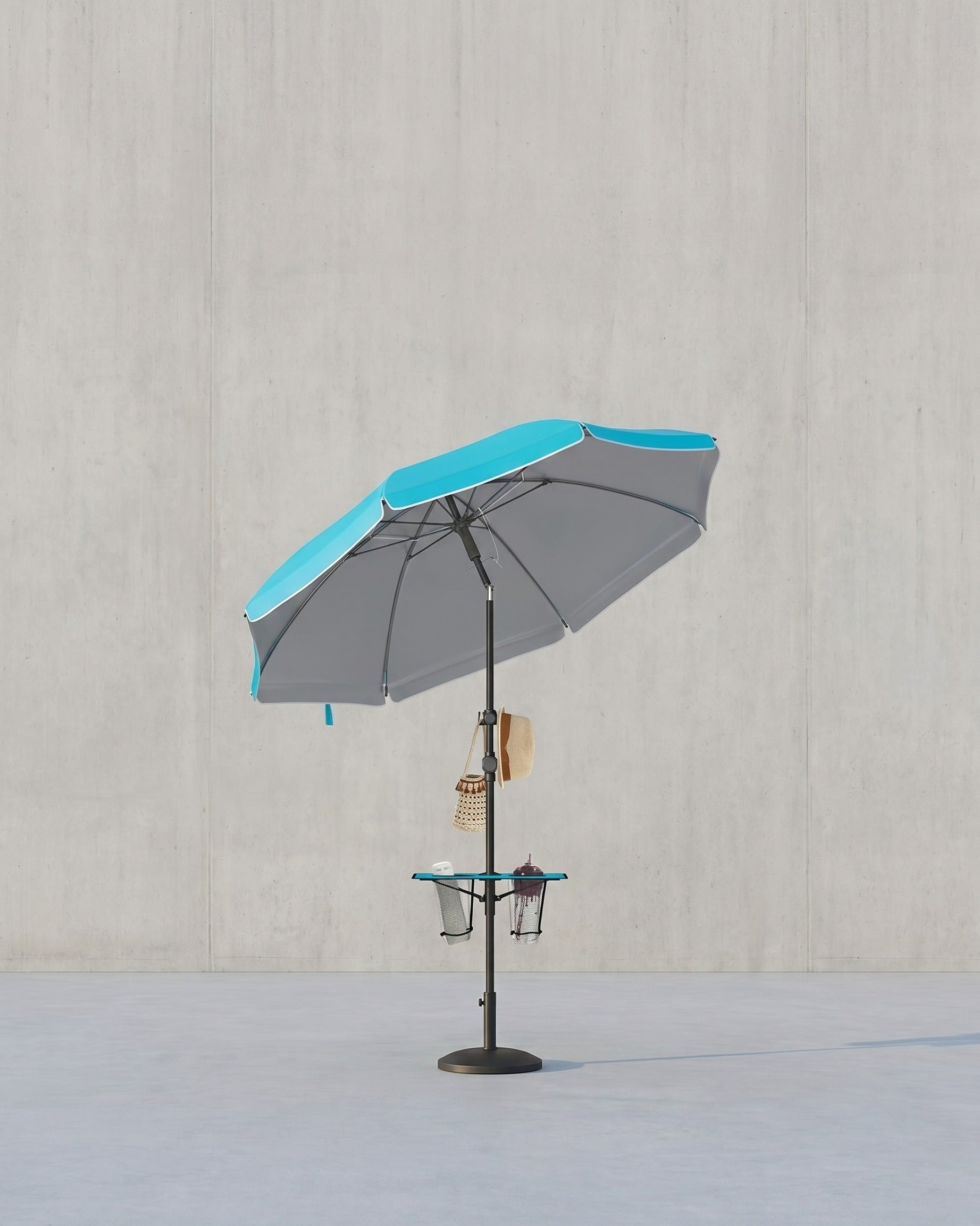 Sonnenschirm mit Aufbewahrungsmöglichkeit – Ø 160 oder 200 cm – Verstellbar – UV-Schutzfaktor 50+ – Inklusive Tragetasche – Blau