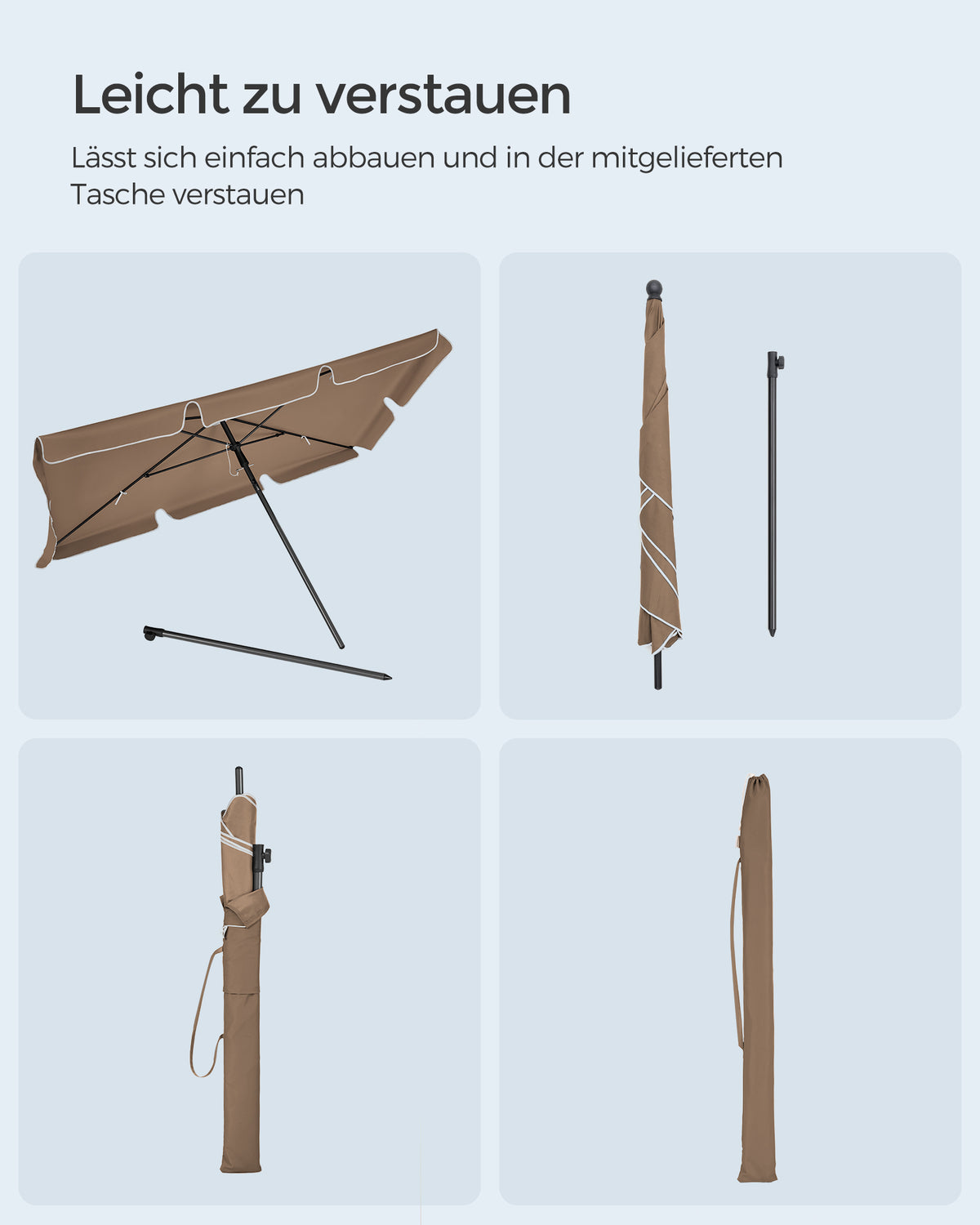 Rechteckiger Sonnenschirm – Neigbar – Höhenverstellbar – UV-Schutz bis zu UPF 50+