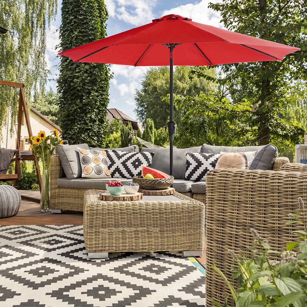 Gartenschirm – Ø 2 / 2,7 / 3 / 3,3 Meter – UPF 50+ Sonnenschutz – 30° neigbar – mit Kurbel – ohne Ständer
