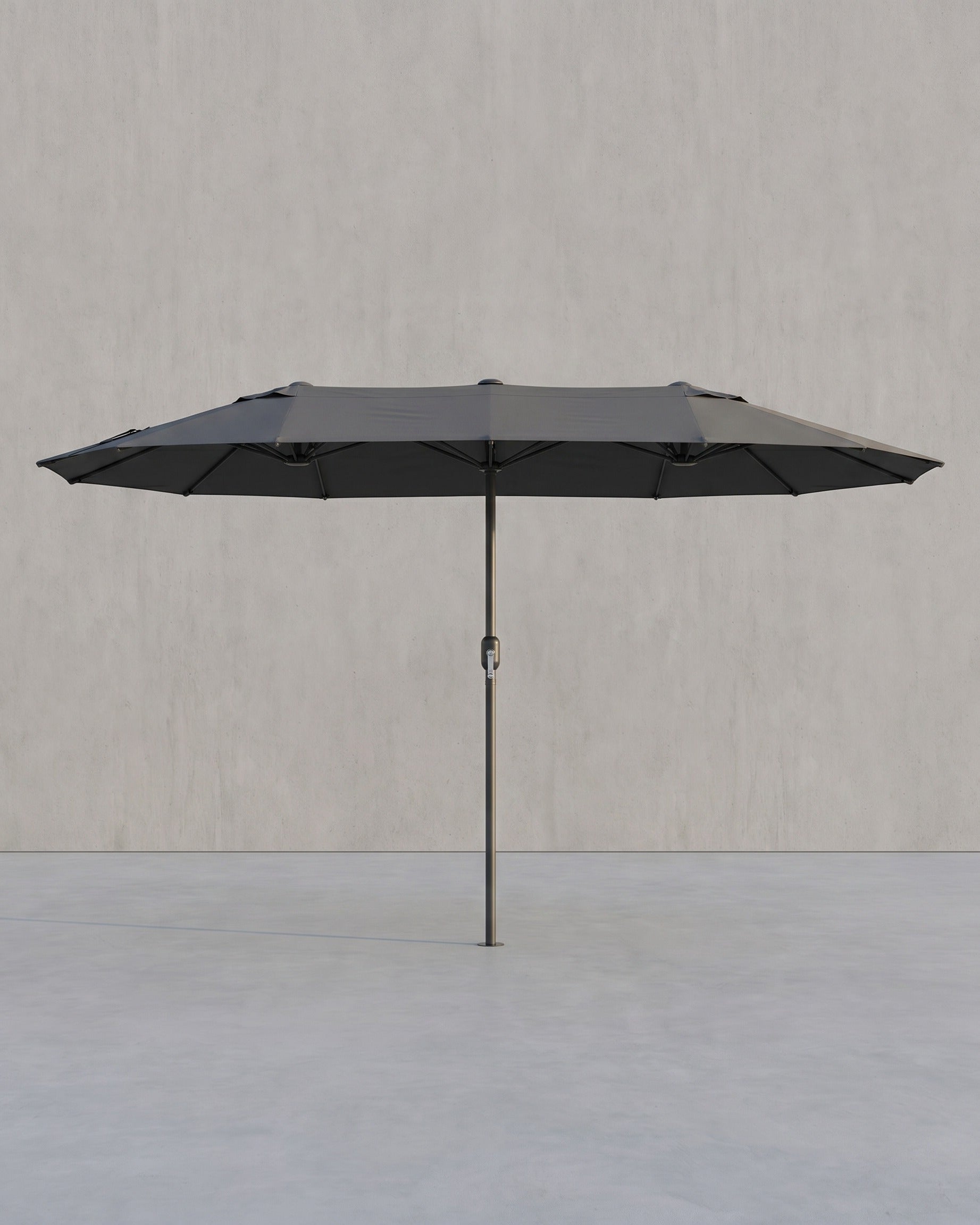 Doppelschirm 460 x 270 cm, – UV-Schutz UPF 50+ – Mit Korkkurbel – Grau