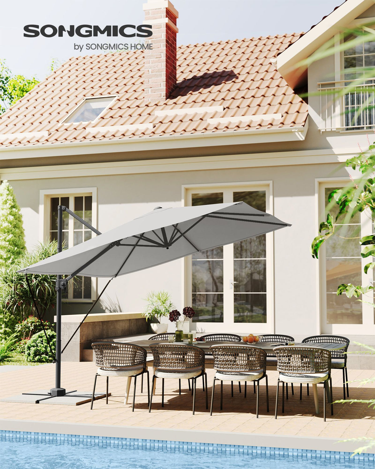 Ampelschirm 270 x 270 cm - Stufenlos verstellbar und 360° drehbar