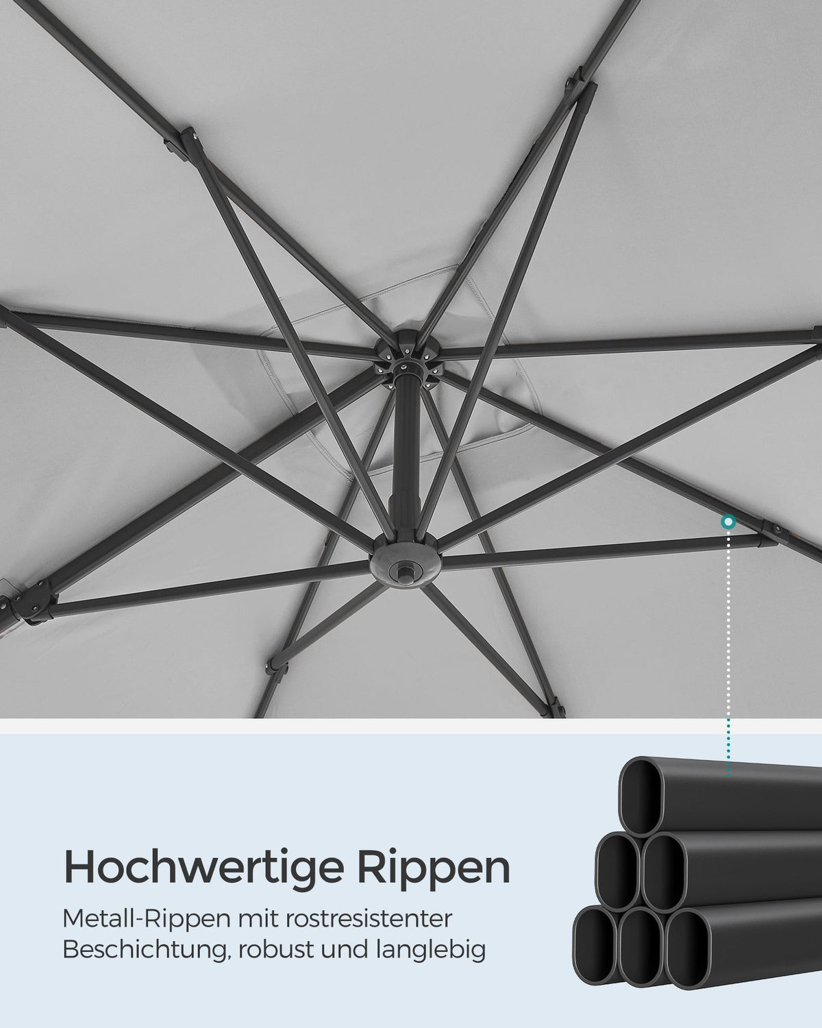 Ampelschirm 270 x 270 cm - Stufenlos verstellbar und 360° drehbar