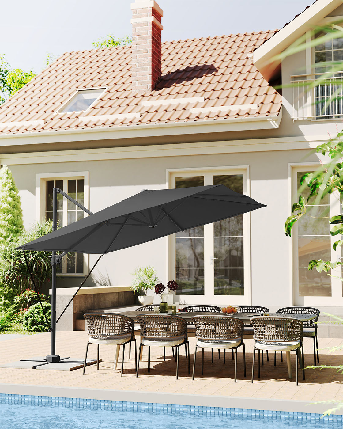 Ampelschirm 270 x 270 cm - Stufenlos verstellbar und 360° drehbar