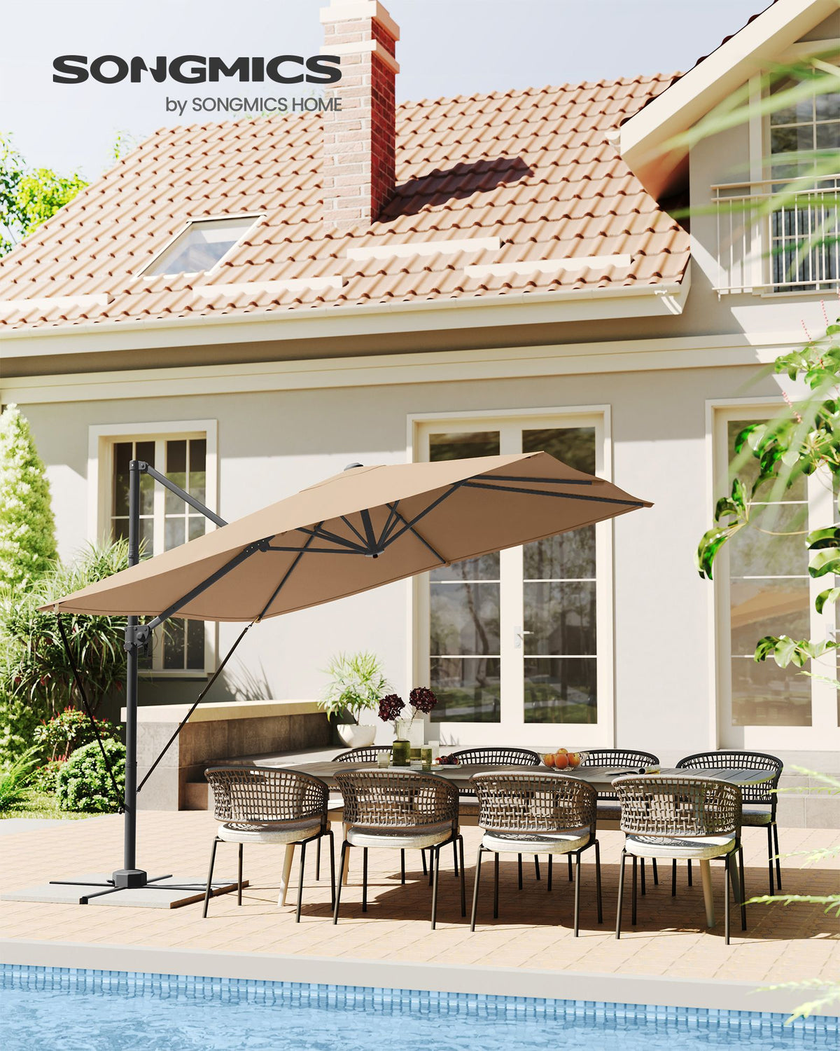 Ampelschirm 270 x 270 cm - Stufenlos verstellbar und 360° drehbar