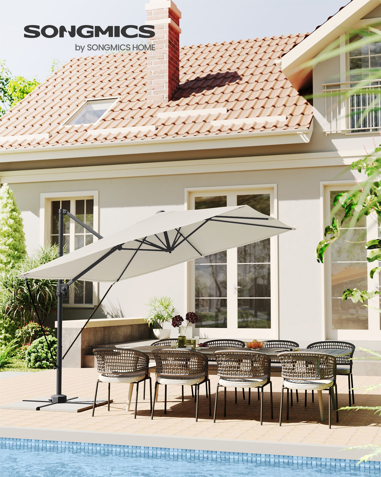 Ampelschirm 270 x 270 cm - Stufenlos verstellbar und 360° drehbar