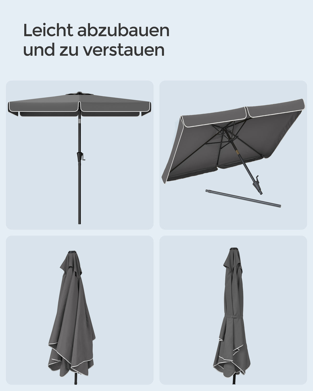 Rechteckiger Sonnenschirm – Balkonschirm mit Neigefunktion – UV-Schutz