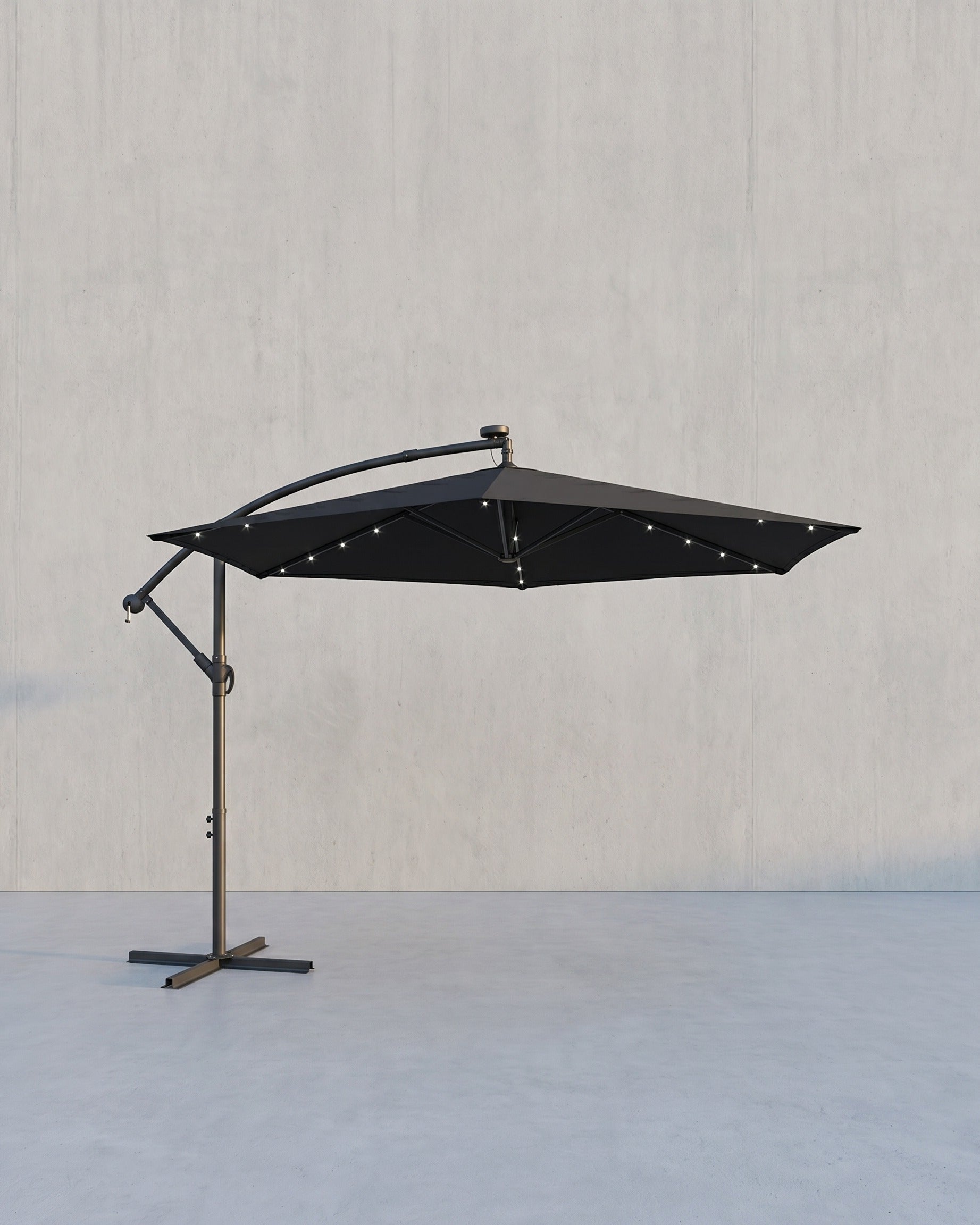 Großer Sonnenschirm 350cm - Mit LED-Beleuchtung - Für Terrasse Und Garten