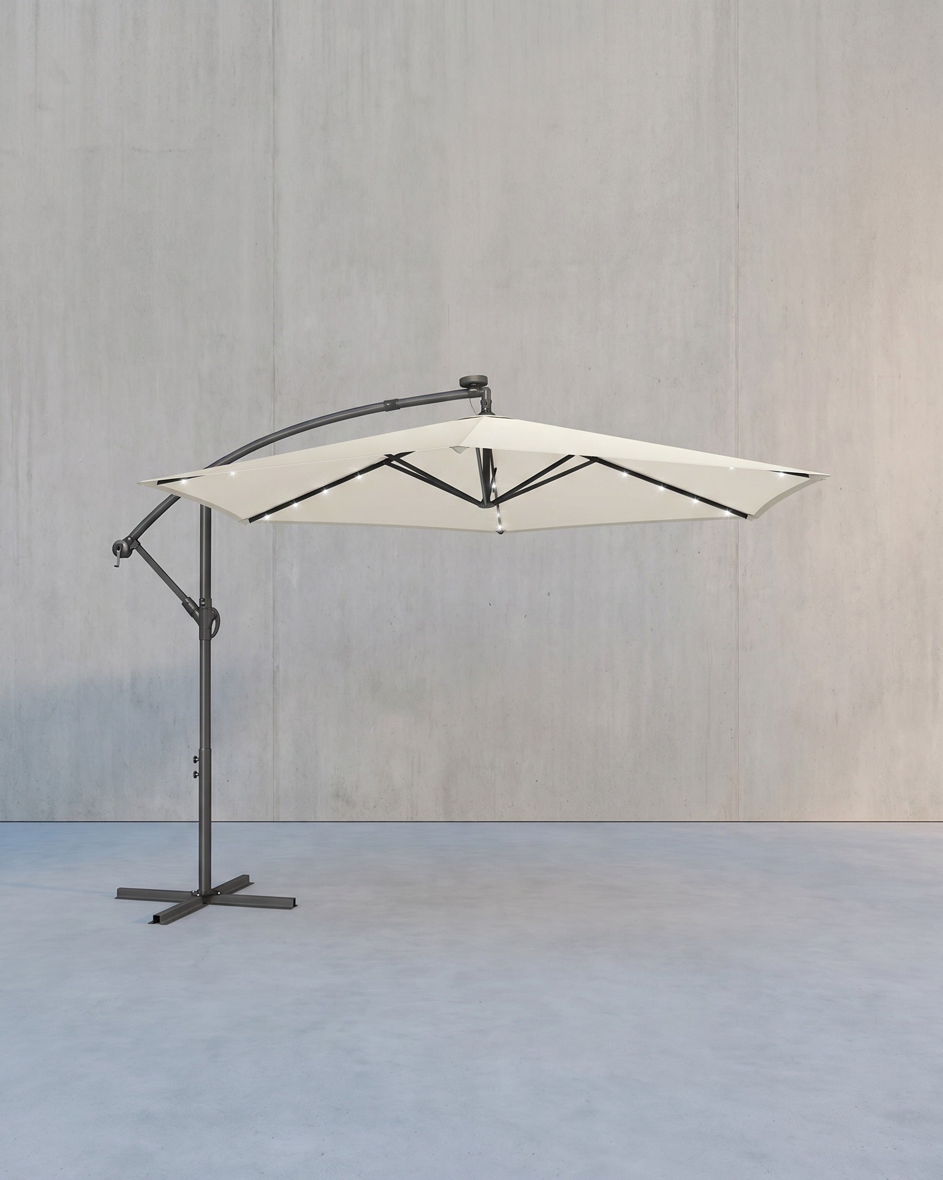 Großer Sonnenschirm 350cm - Mit LED-Beleuchtung - Für Terrasse Und Garten