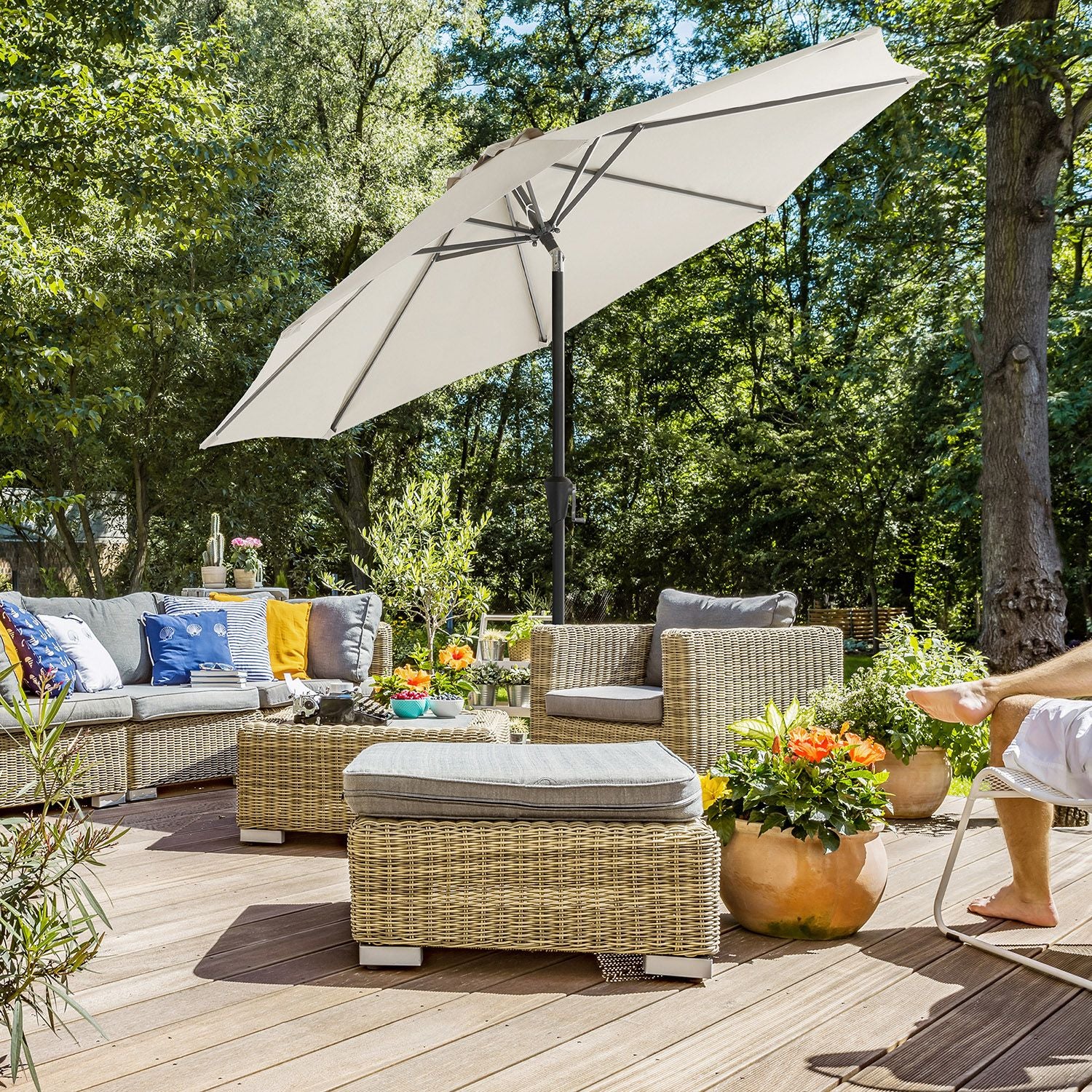 Gartenschirm – Ø 2 / 2,7 / 3 / 3,3 Meter – UPF 50+ Sonnenschutz – 30° neigbar – mit Kurbel – ohne Ständer