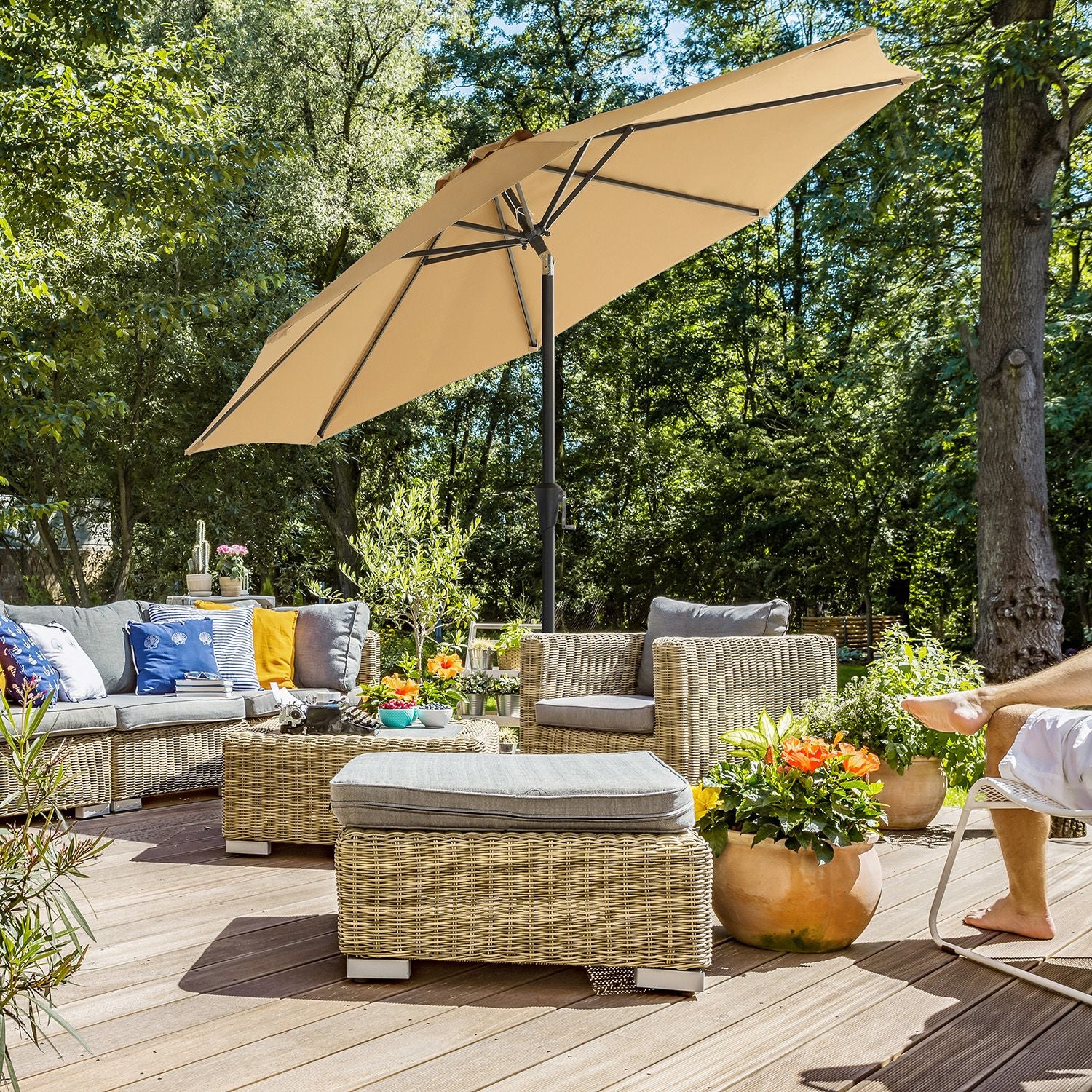 Gartenschirm – Ø 2 / 2,7 / 3 / 3,3 Meter – UPF 50+ Sonnenschutz – 30° neigbar – mit Kurbel – ohne Ständer