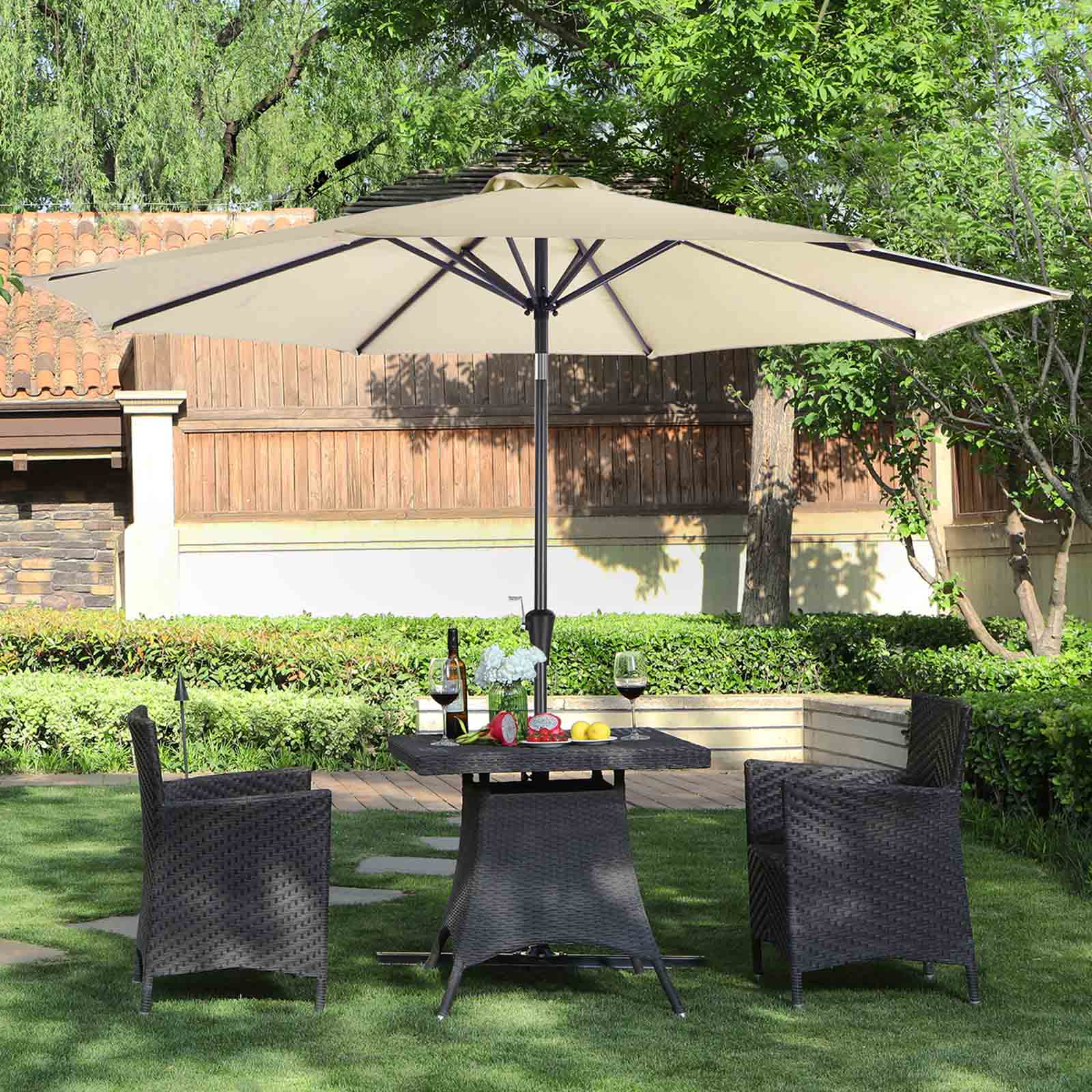 Gartenschirm – Ø 2 / 2,7 / 3 / 3,3 Meter – UPF 50+ Sonnenschutz – 30° neigbar – mit Kurbel – ohne Ständer