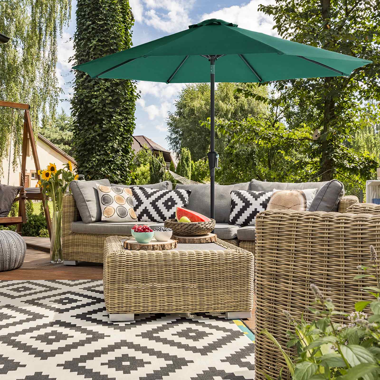 Gartenschirm – Ø 2 / 2,7 / 3 / 3,3 Meter – UPF 50+ Sonnenschutz – 30° neigbar – mit Kurbel – ohne Ständer