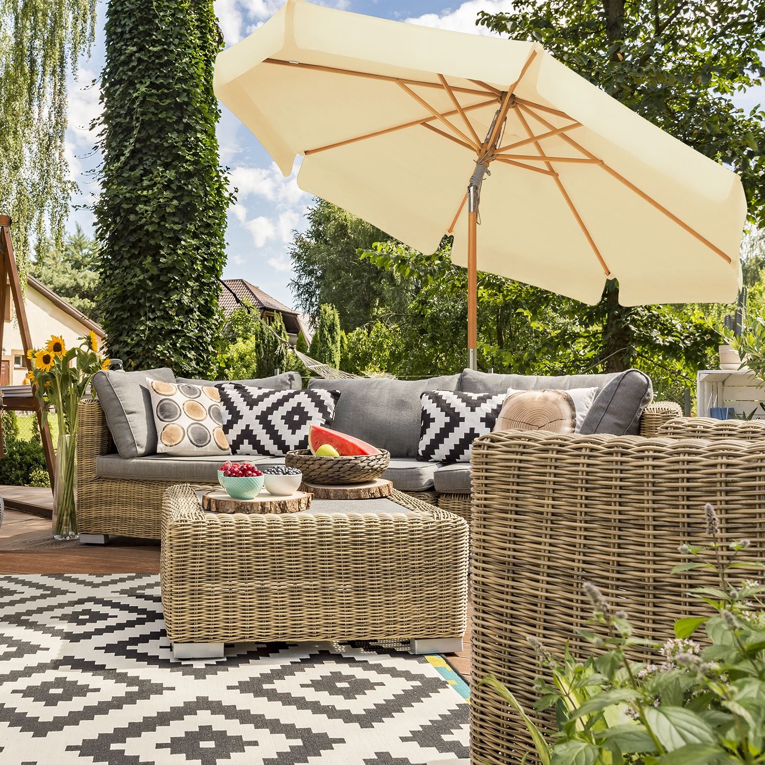 Neigbarer Sonnenschirm – Garten – 300 oder 270 cm