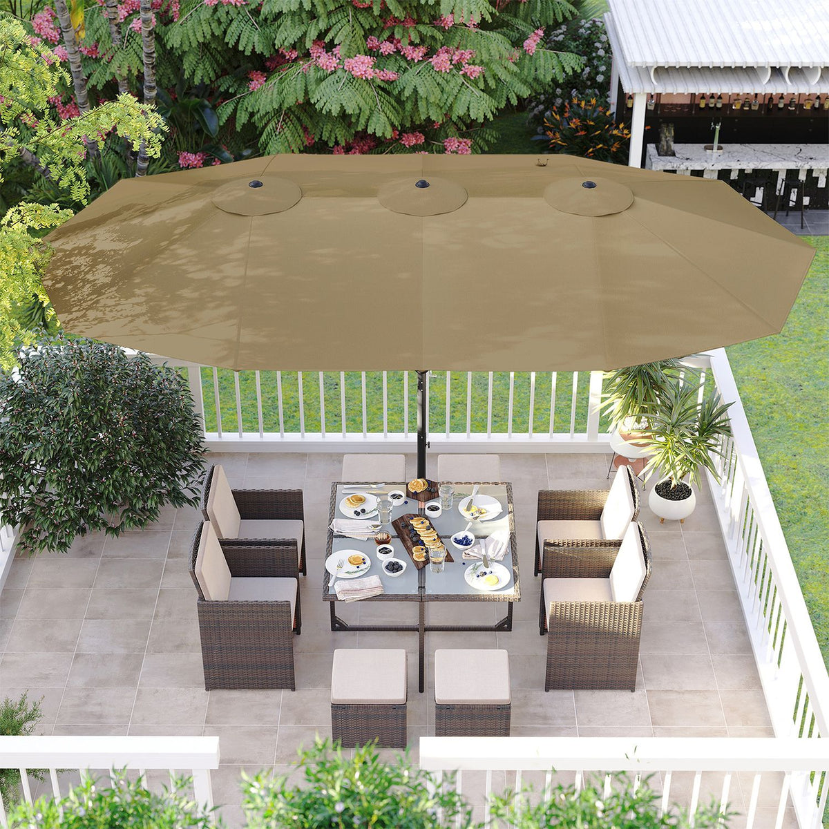 Doppelsonnenschirm 460 x 270 cm – Extra groß mit UV-Schutz und Kurbel
