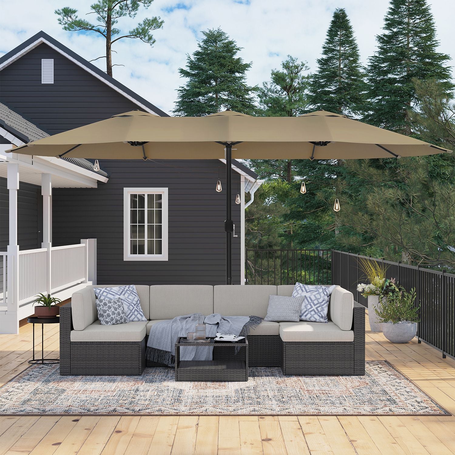 Doppelsonnenschirm 460 x 270 cm – Extra groß mit UV-Schutz und Kurbel