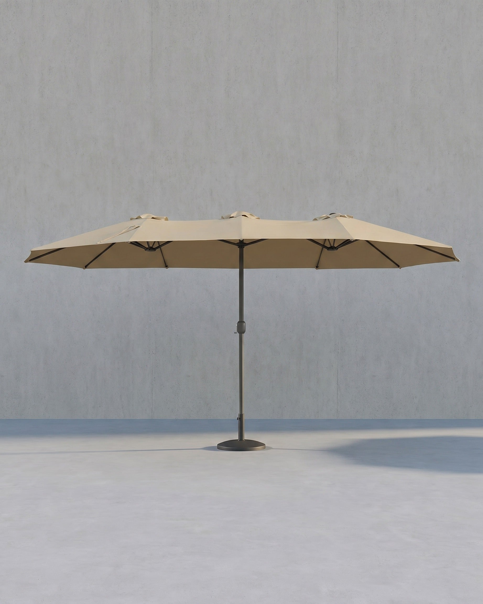 Doppelschirm 460 x 270 cm, – UV-Schutz UPF 50+ – Mit Korkkurbel – Taupe