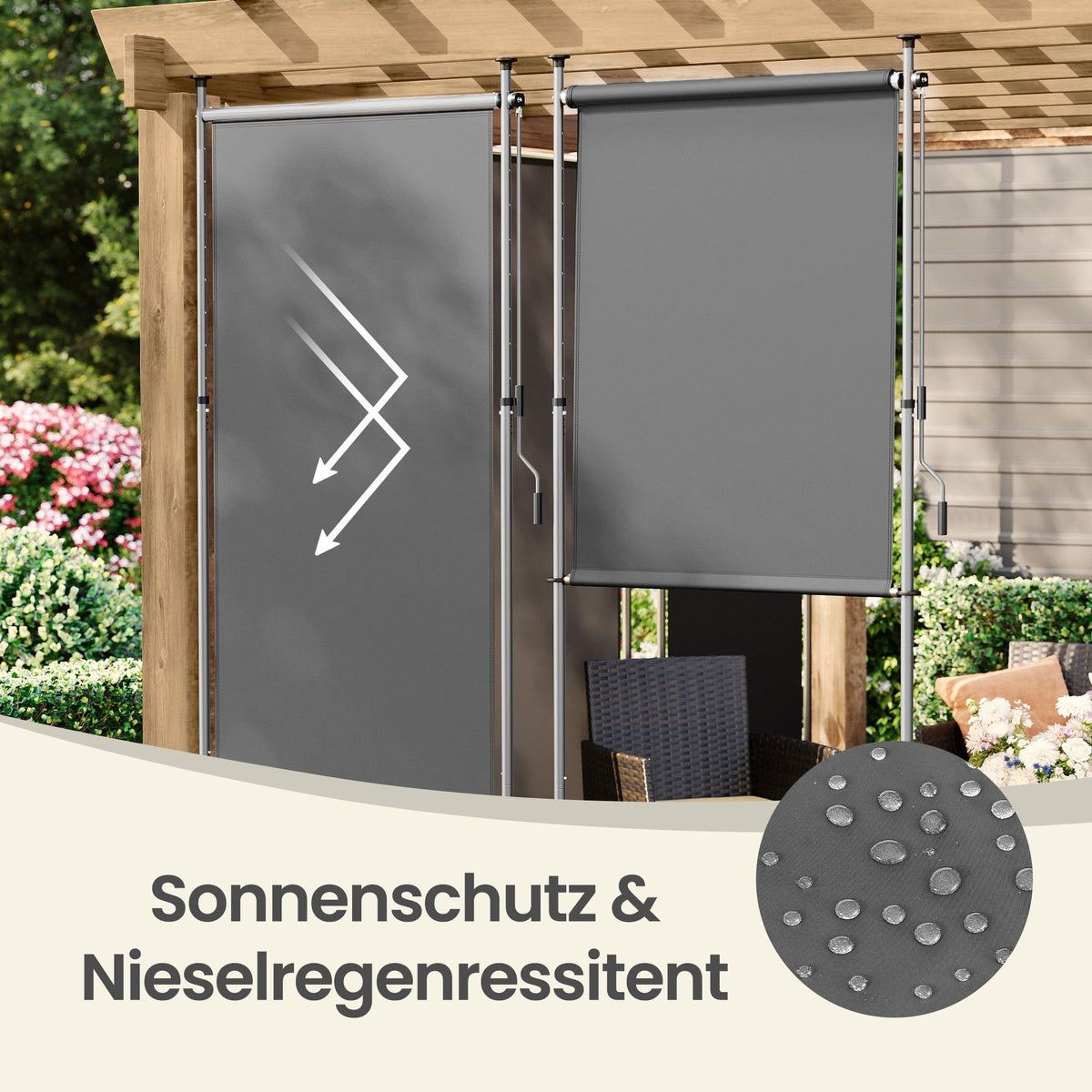 Verstellbare Senkrechtmarkise - Sicht- & Sonnenschutz