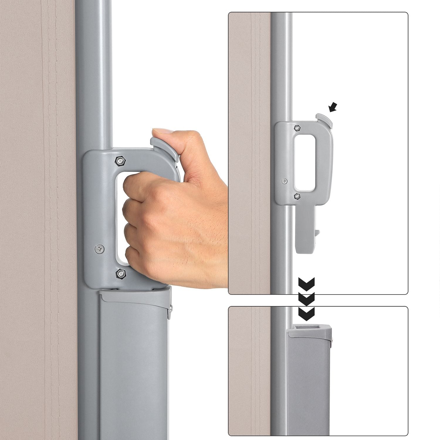 Gartensichtschutz / Seitlicher Sonnenschutz für Balkon und Terrasse – Aluminium / Taupe