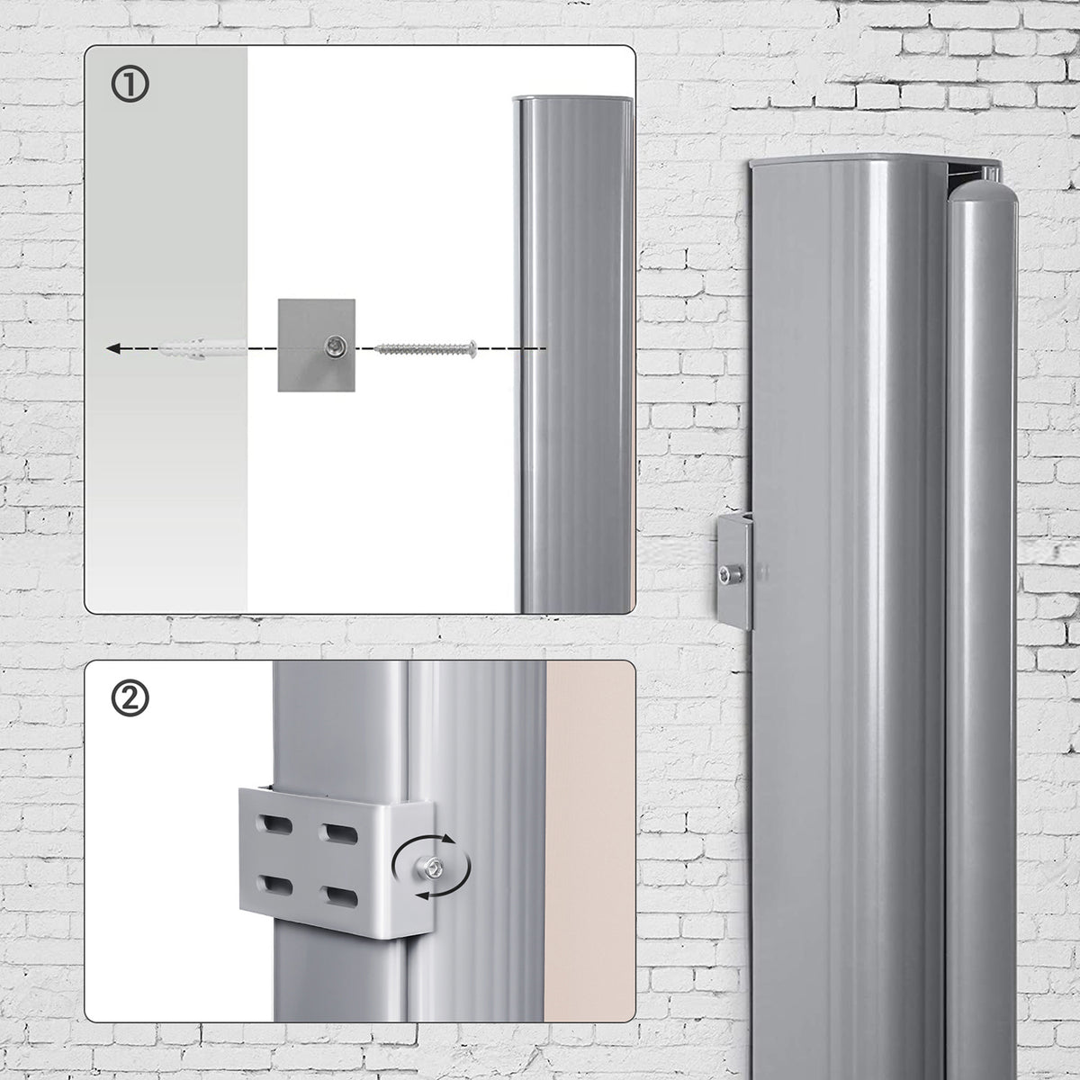 Gartensichtschutz / Seitlicher Sonnenschutz für Balkon und Terrasse – Aluminium / Taupe