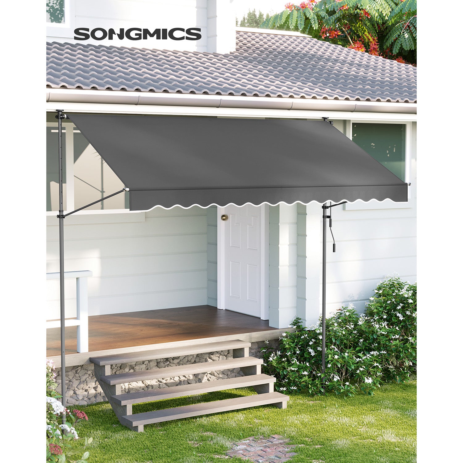 Balkonmarkise 300 x 130 cm - Höhenverstellbare Klemmmarkise - Montagefrei