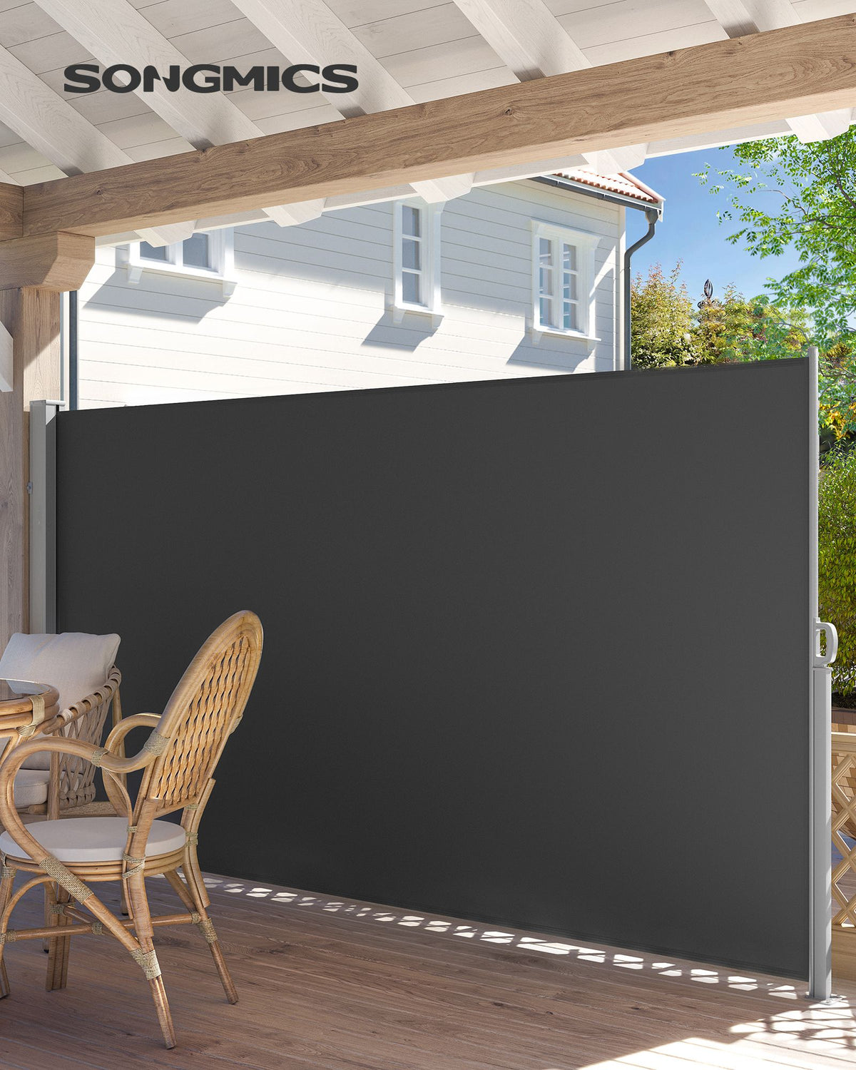 Gartensichtschutz 140 cm hoch - Ausziehbarer Balkonsichtschutz - Sonnenschutz