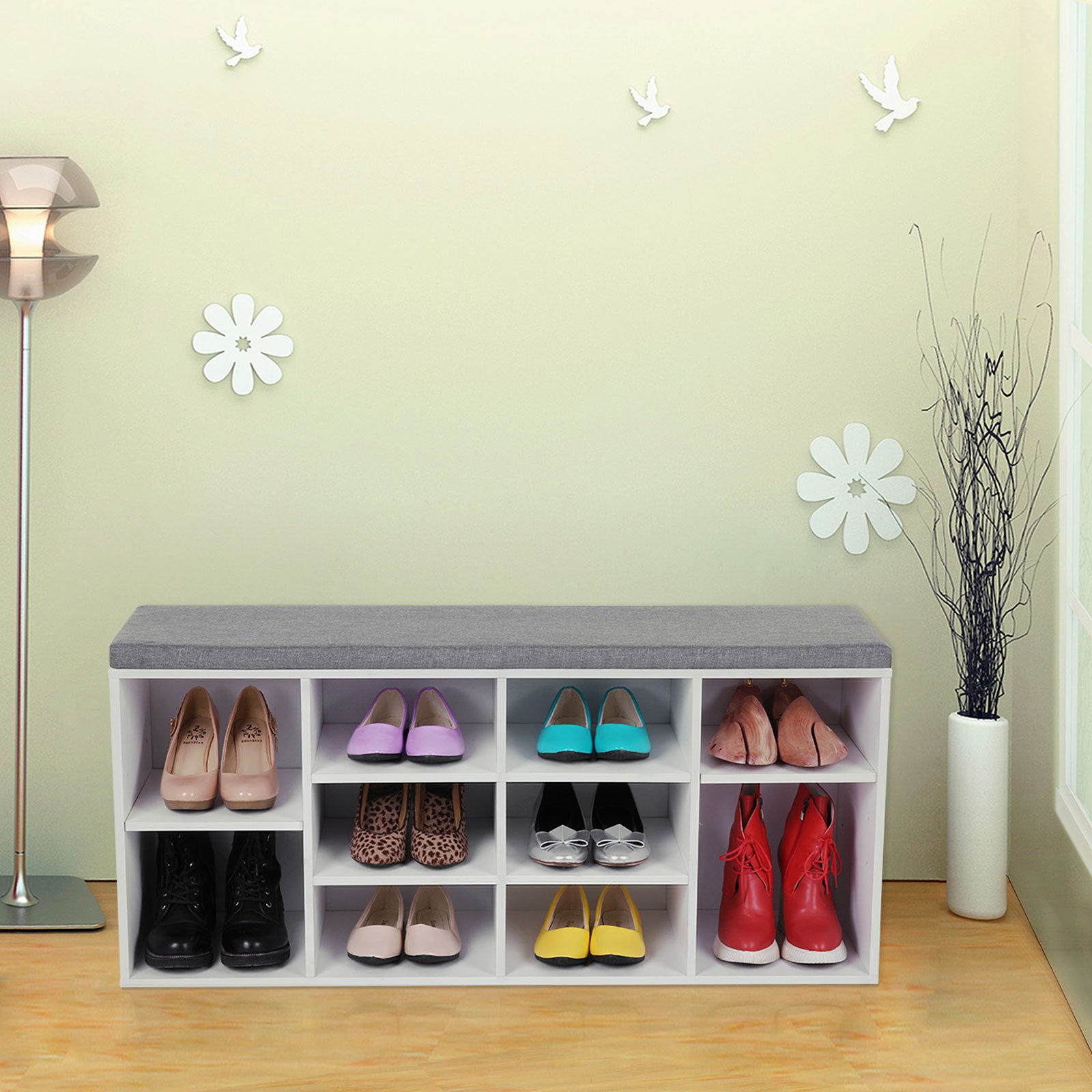 Schuhbank mit Stauraum - Schuhregal mit 10 Fächern