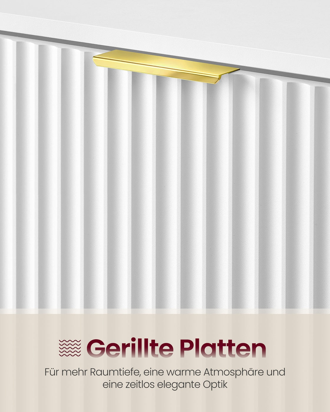 Schuhschrank mit 3 Türen – Mid-Century Modern – Geriffelte Türen – Für 18–24 Paar Schuhe – Wolkenweiß – 80 x 24 x 123 cm