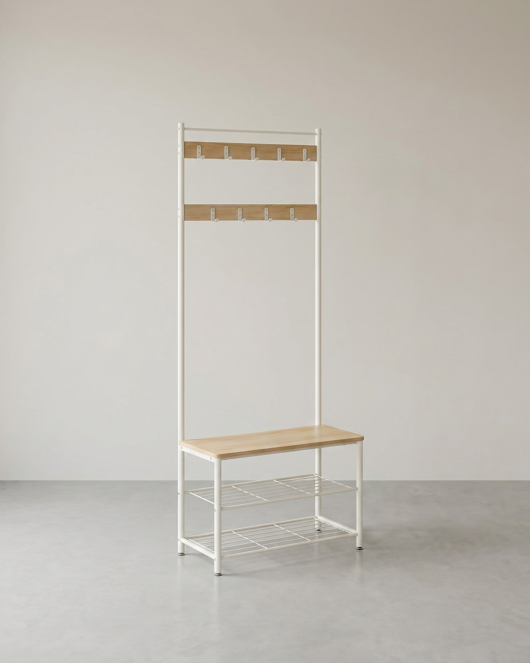 Garderobenständer mit Sitzbank – 3-in-1 Garderobe – Jacken, Schuhe & Sitzbank – 70 x 32 x 175 cm