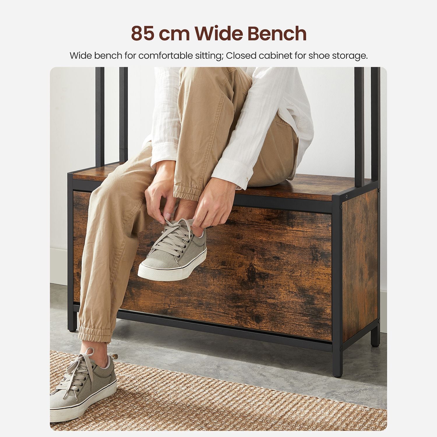 Garderobe mit Bank und Schuhschrank - Industriedesign - 4-in-1 Flurmöbel 85 cm