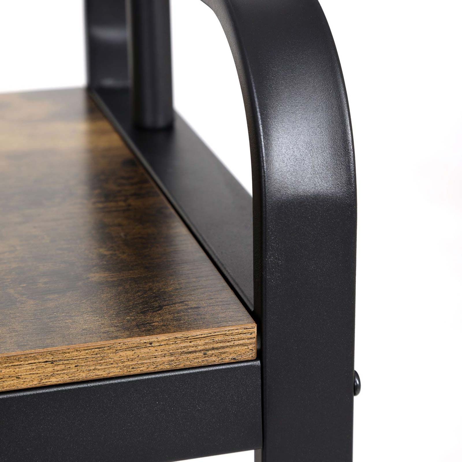 Garderobe mit Schuhregal & Sitzbank – Industriedesign Holz & Metall – 9 Haken + Kleiderstange – Flurmöbel