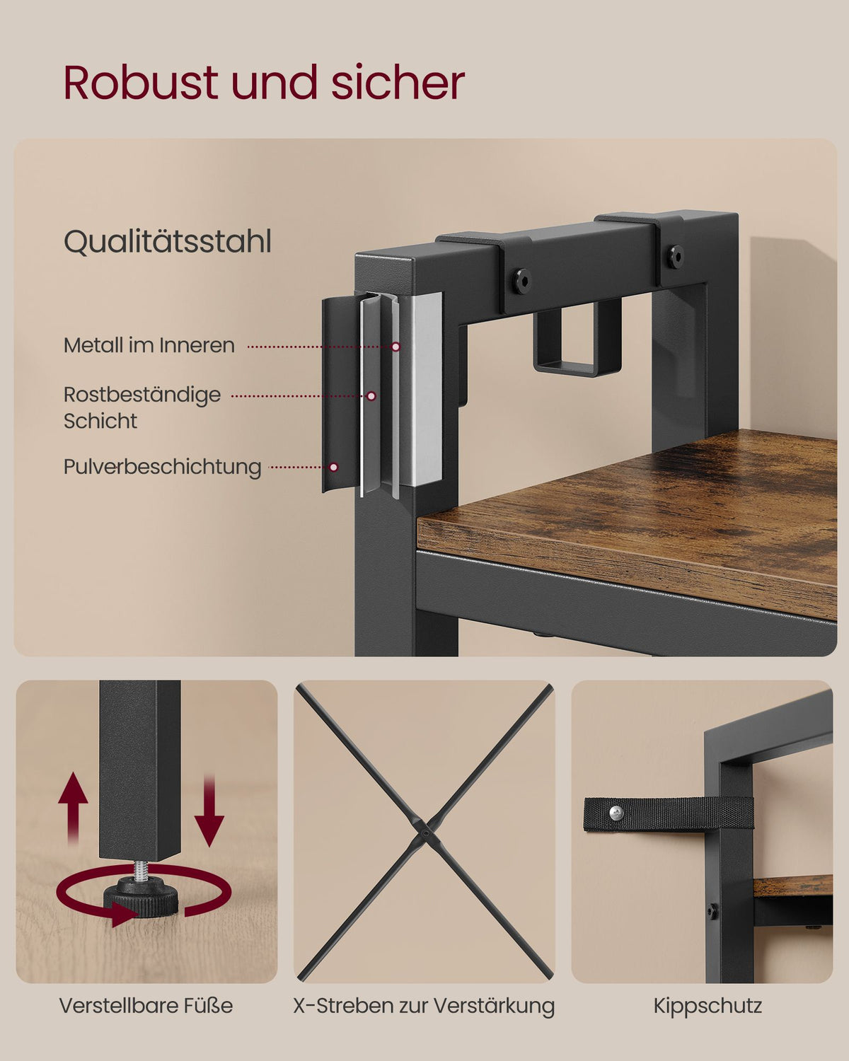 Garderobenständer mit Sitzbank und Schuhregal – 4-in-1-Design – 9 Haken, 5 Ablagen und Stauraum