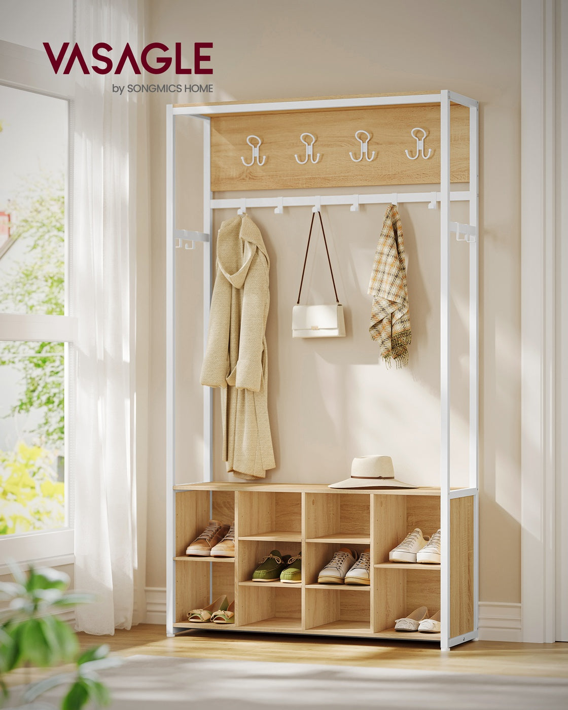 Garderobe mit Sitzbank und Schuhregal – Industriedesign – 4-in-1-Design
