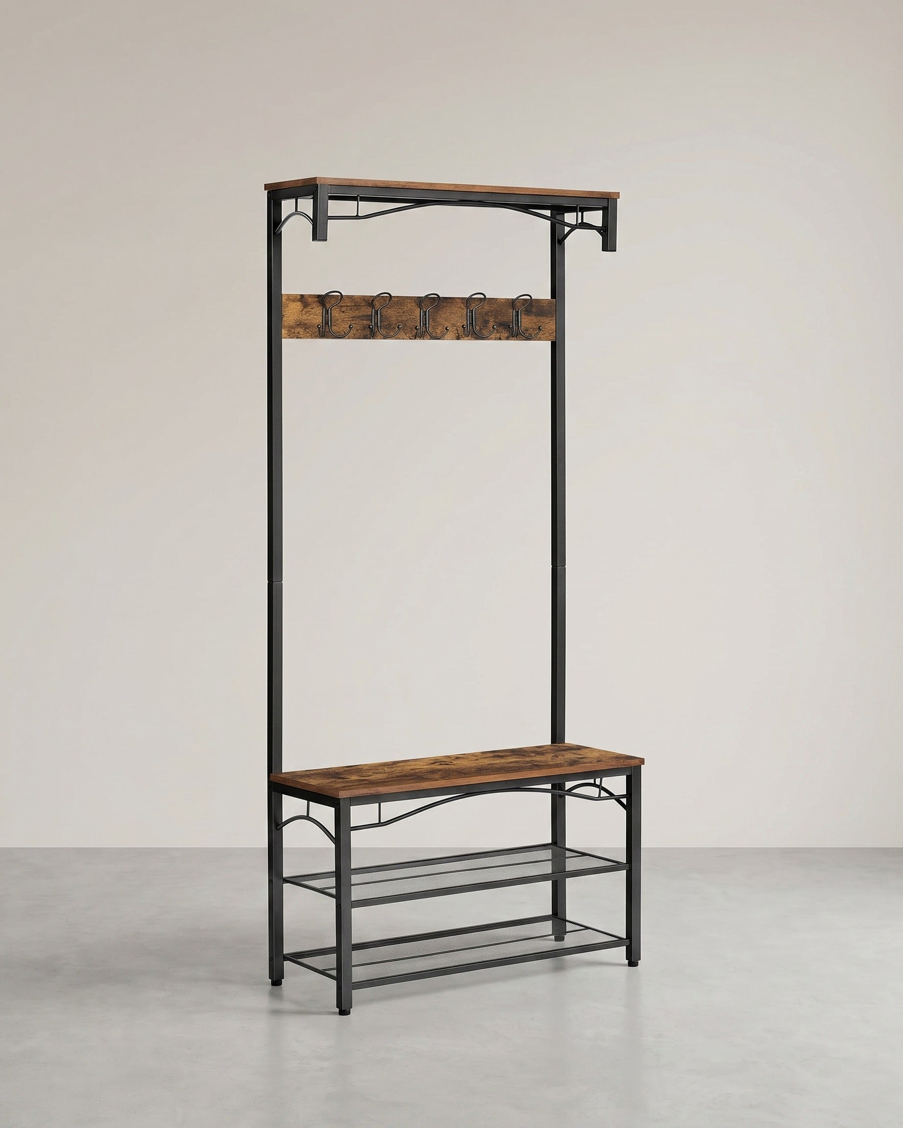 Garderobe mit Schuhablage und Sitzbank - Industriedesign - Flurmöbel 80 cm breit