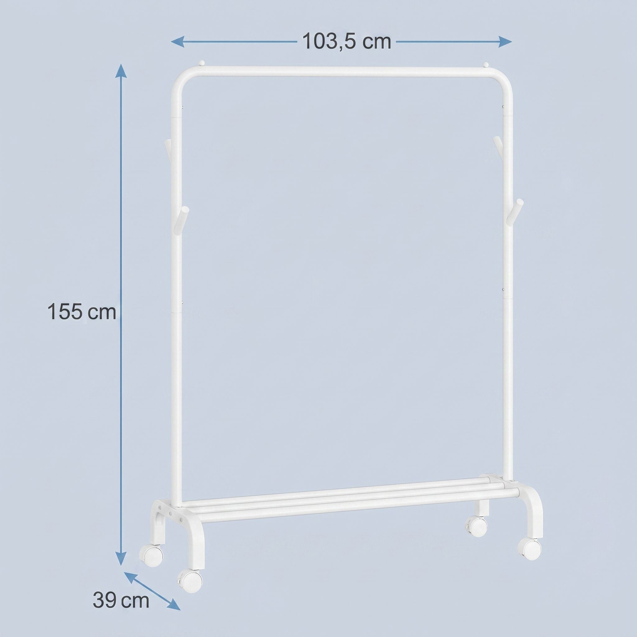 Mobiler Kleiderständer mit Haken und Ablage – Stabiler Stahl – Tragkraft 50 kg