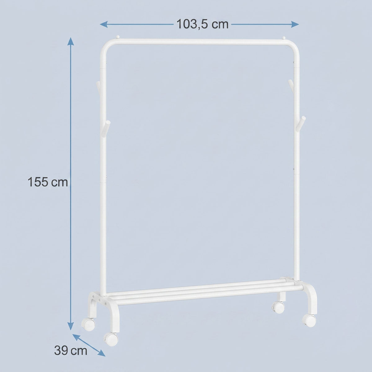Mobiler Kleiderständer mit Haken und Ablage – Stabiler Stahl – Tragkraft 50 kg