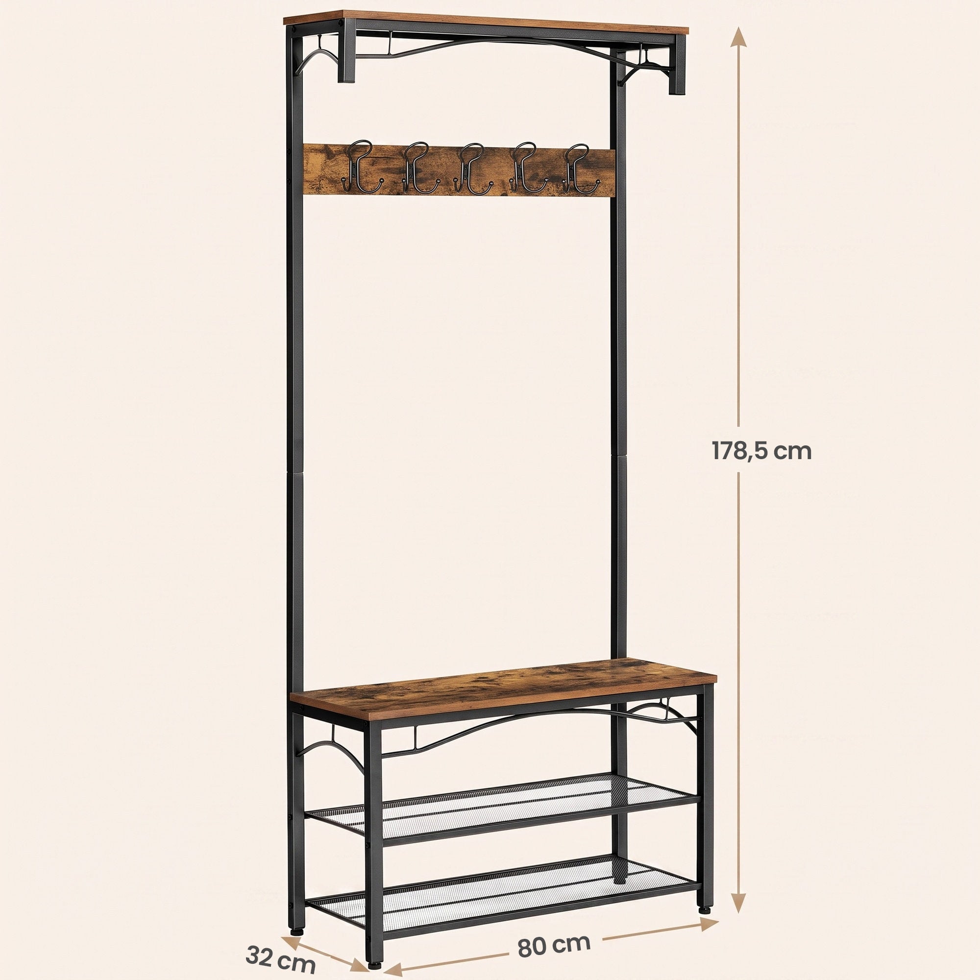 Garderobe mit Sitzbank und Schuhregal – Industriestil – funktional und elegant für den Flur