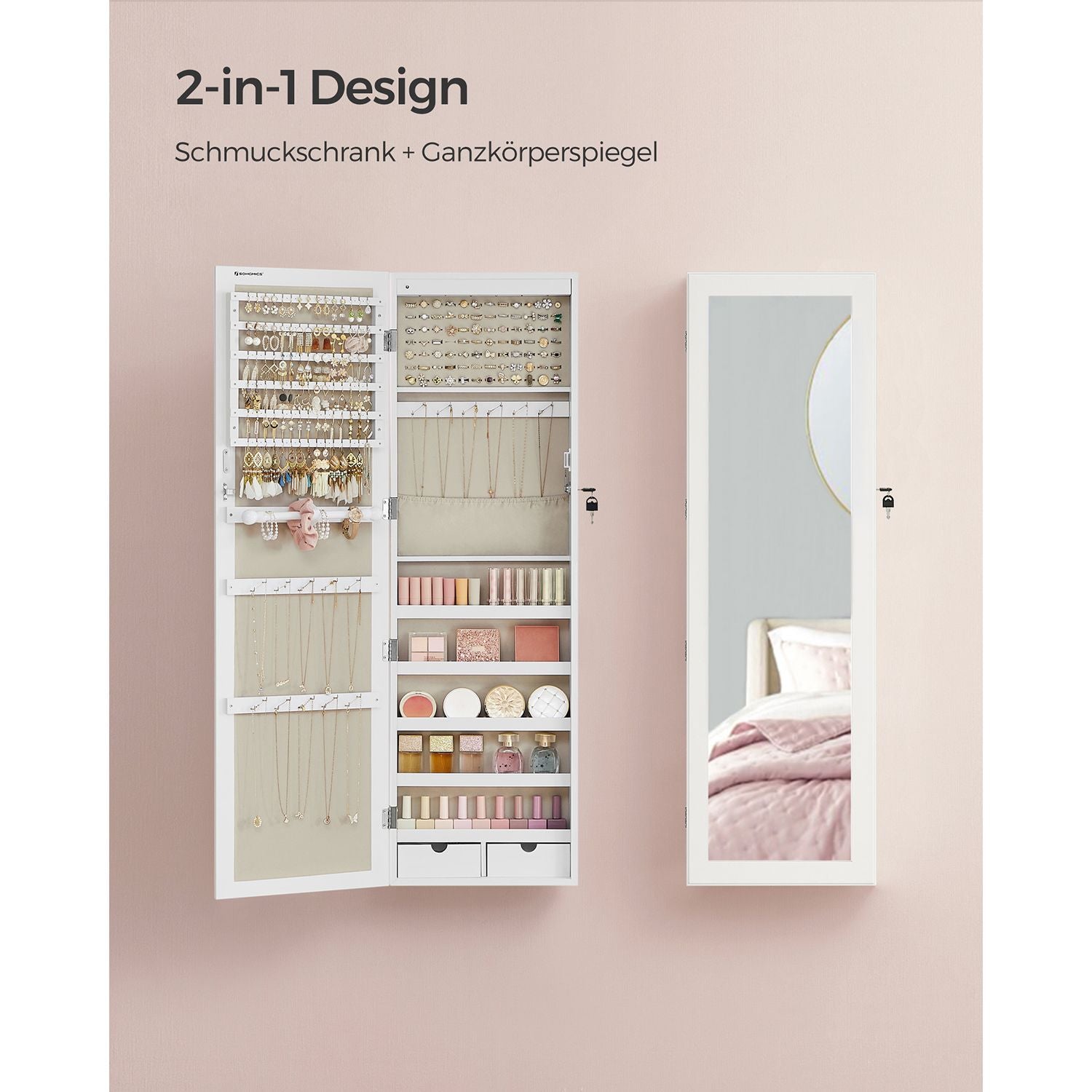 Hängender Schmuckspiegelschrank mit Stauraum – Elegant & Funktional
