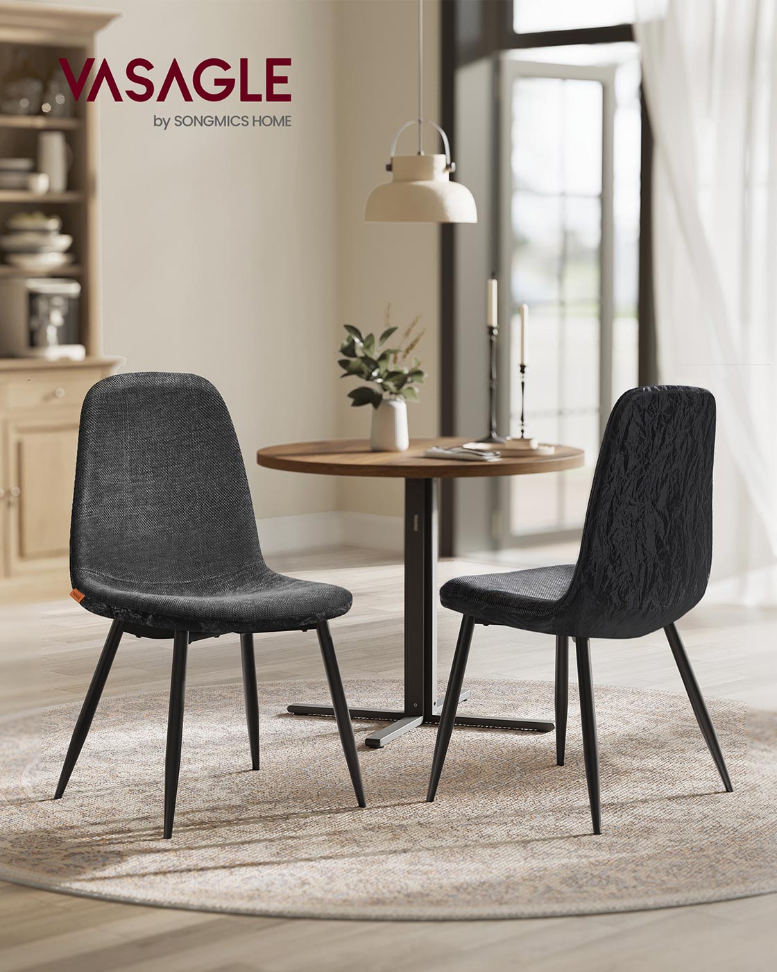4er-Set Esszimmerstühle – Chenille & PU – Elegant und bequem
