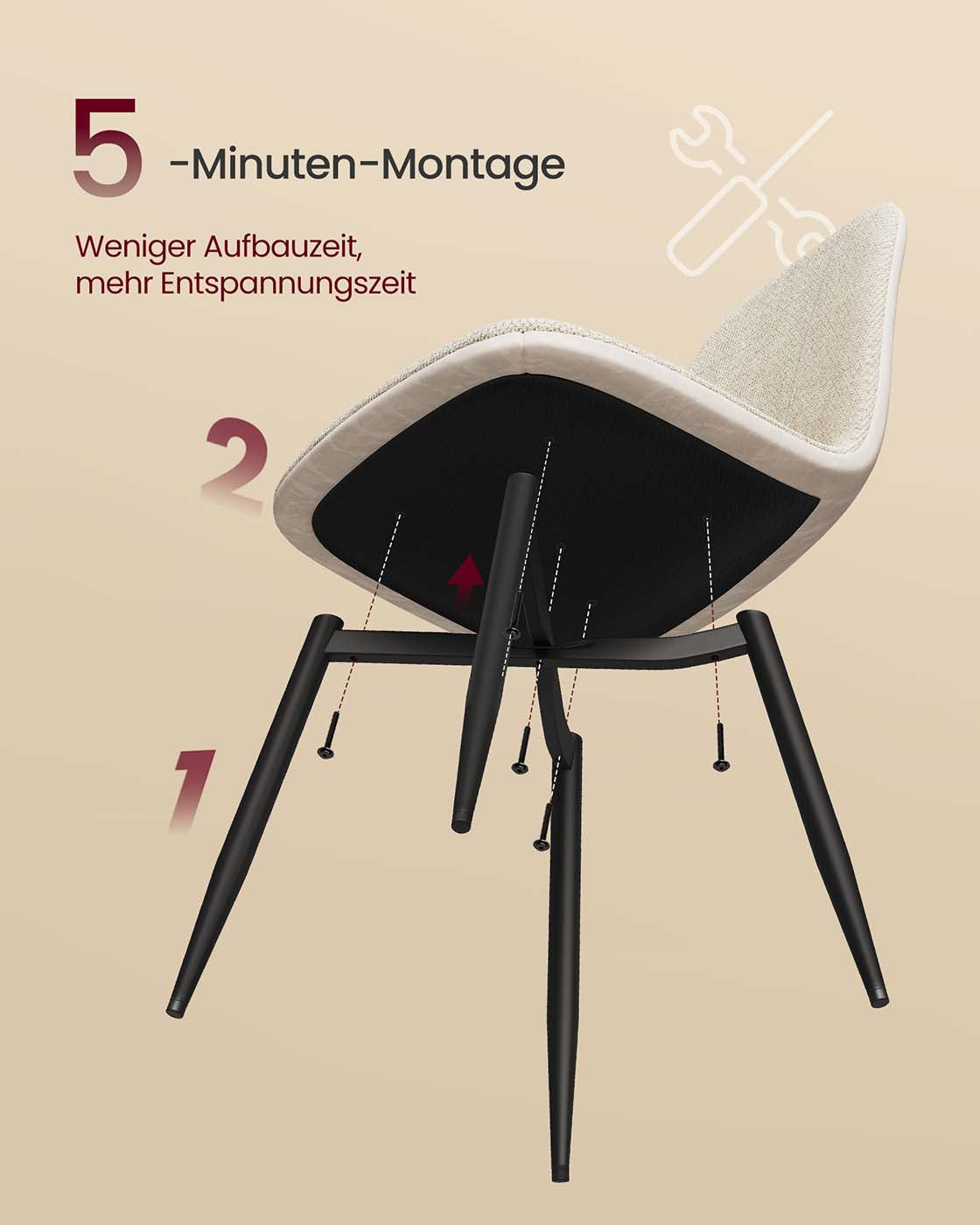 4er-Set Esszimmerstühle – Chenille & PU – Elegant und bequem
