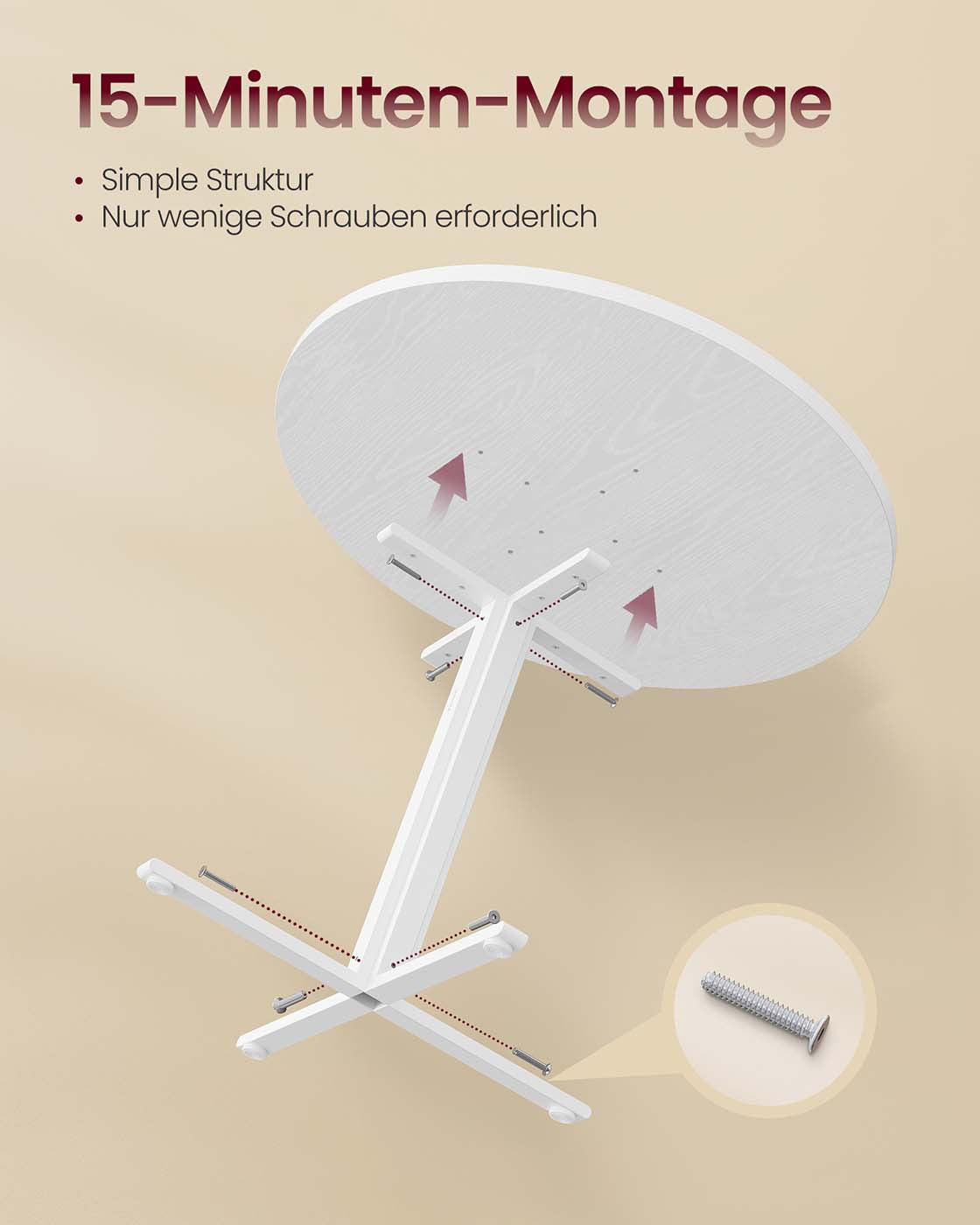 Runder Esstisch Ø 80 cm – Moderner Landhausstil – Hitzebeständig & Wasserabweisend