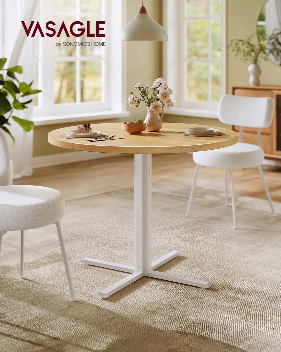Runder Esstisch Ø 80 cm – Moderner Landhausstil – Hitzebeständig & Wasserabweisend