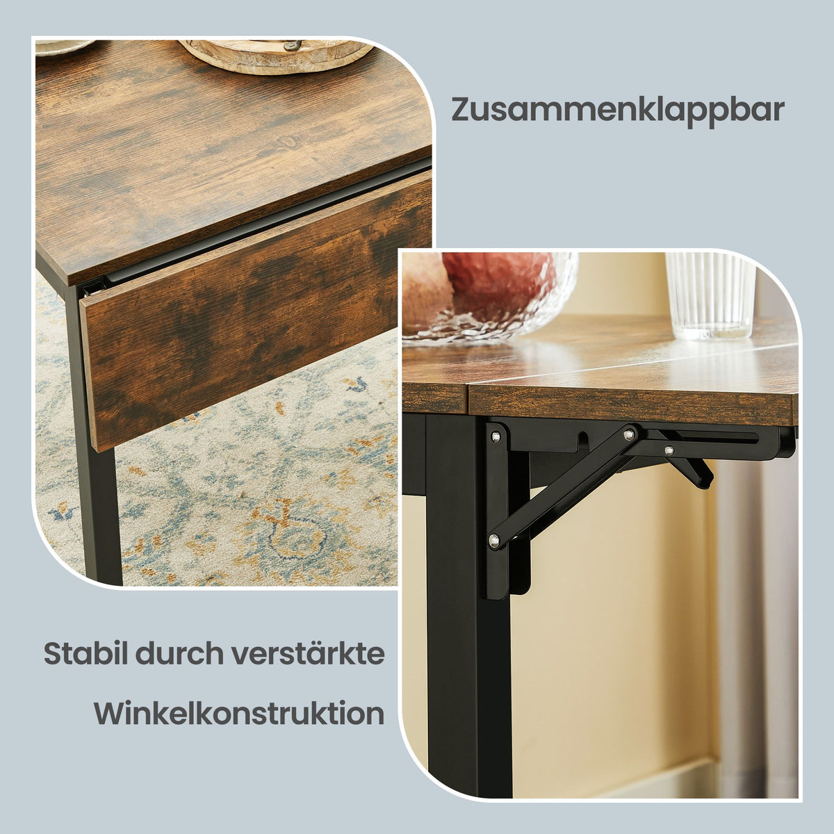 Ausziehbarer Esstisch – Klappbares Design – 78 x 120 cm – Industriestil