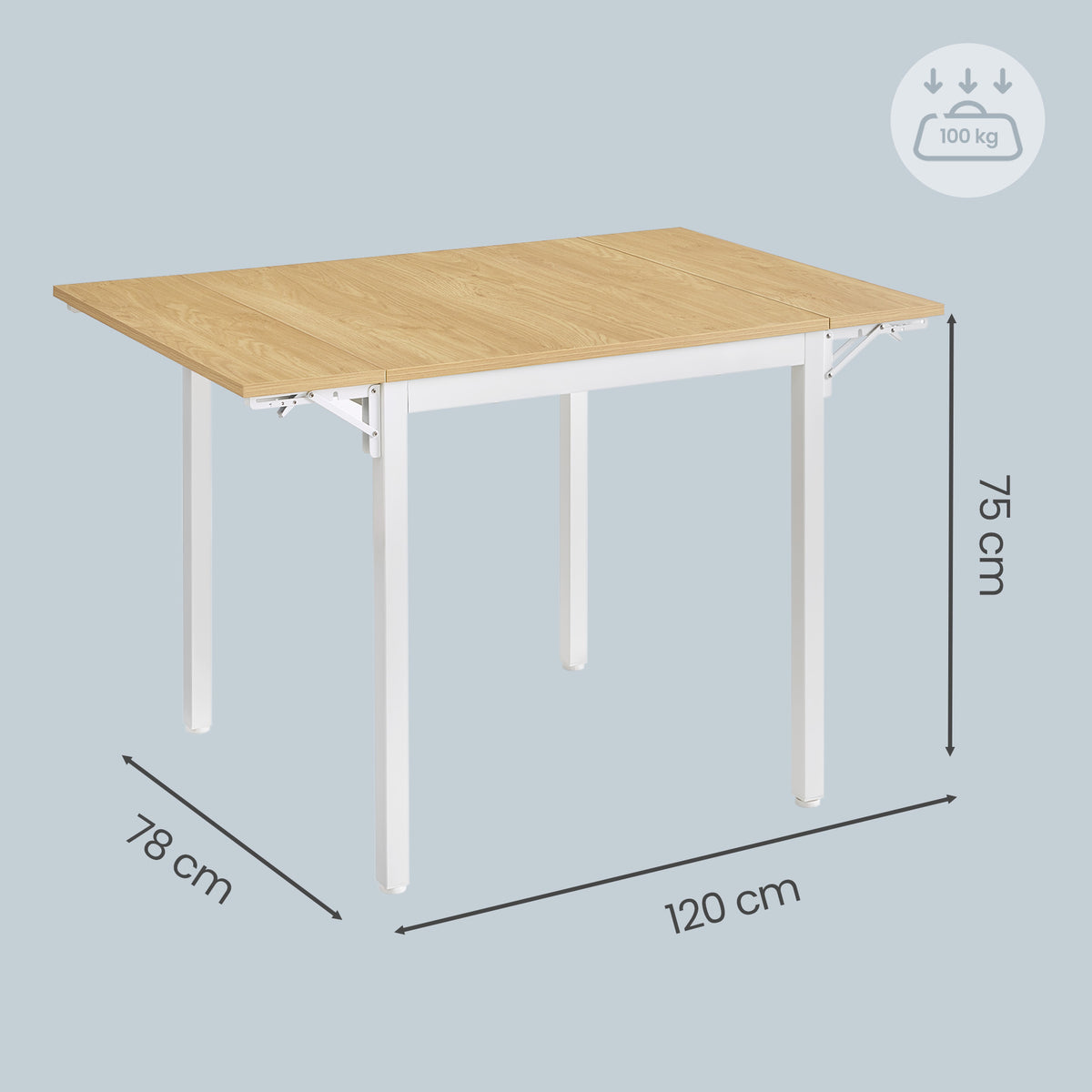 Ausziehbarer Esstisch – Klappbares Design – 78 x 120 cm – Industriestil
