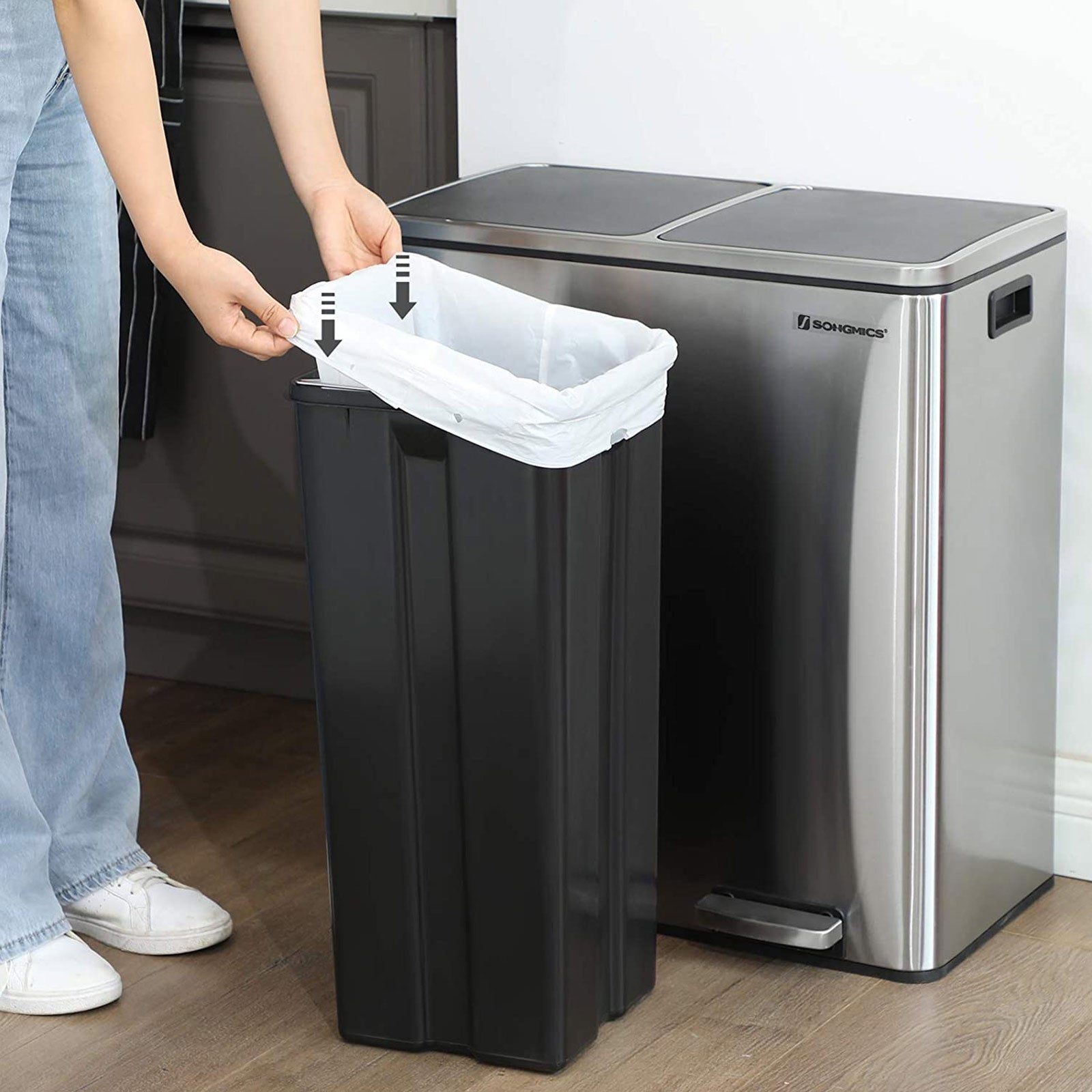 Müllbeutel mit Kordelzug – 30L Fassungsvermögen – Geeignet für Einzel- oder Doppeltonnen – Robust und auslaufsicher – 74 x 53 cm
