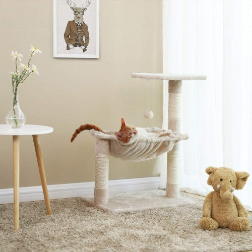 Kratzbaum 120 cm – Kompakter Kratzturm mit Haus und Liegeflächen – Für kleine Katzen