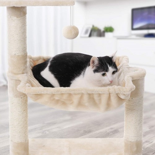 Kratzbaum 120 cm – Kompakter Kratzturm mit Haus und Liegeflächen – Für kleine Katzen