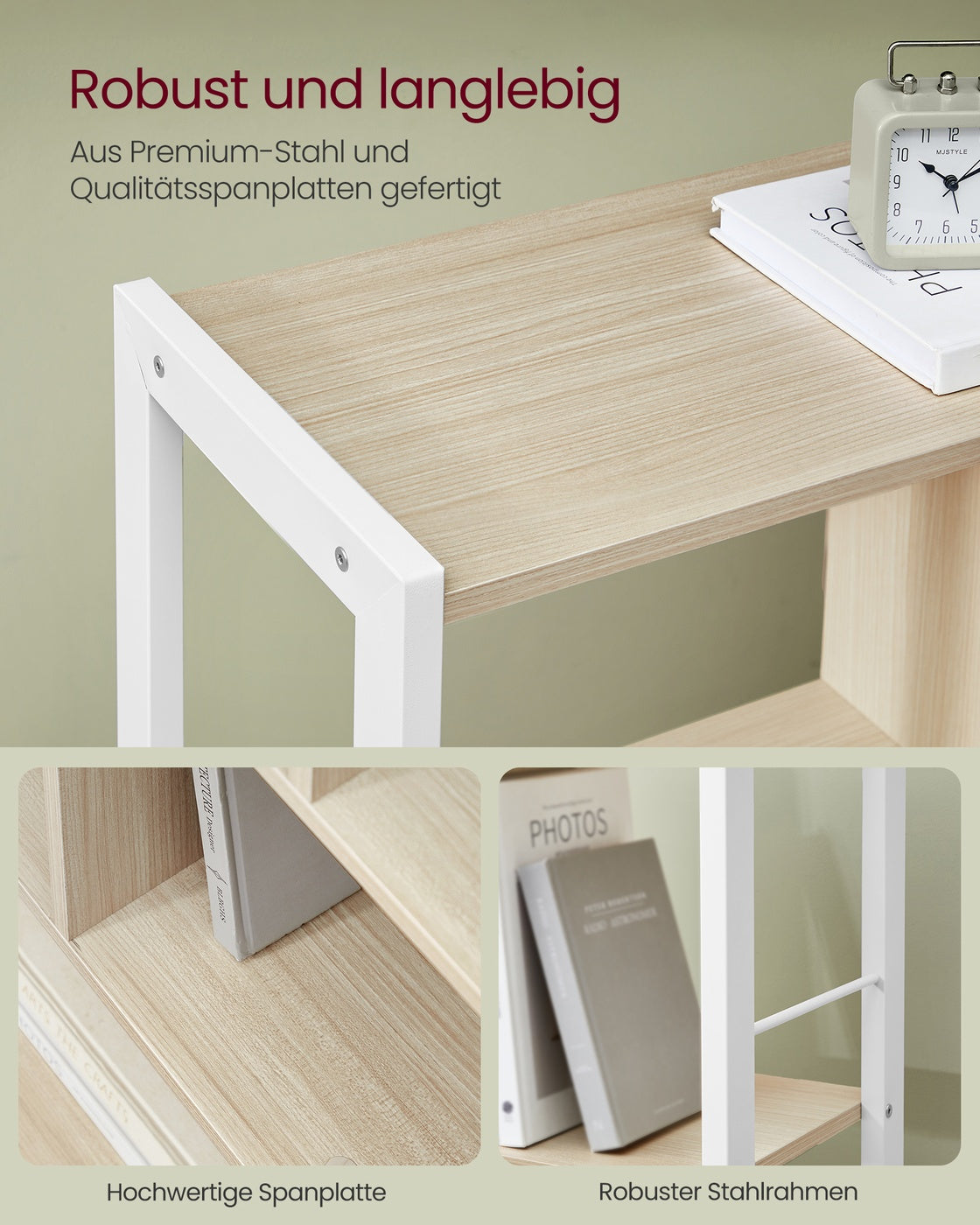 Bücherregal – Industriestil – Modernes Design – 4 Regalböden und Schrank mit Türen – 154,5 cm hoch